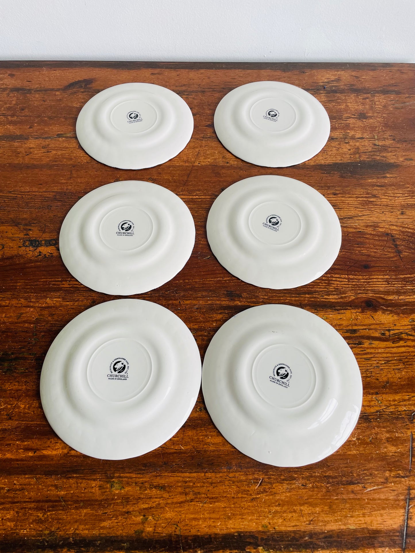 Churchill England The Brook Blue Pattern Bread & Butter Plates - Set of 6