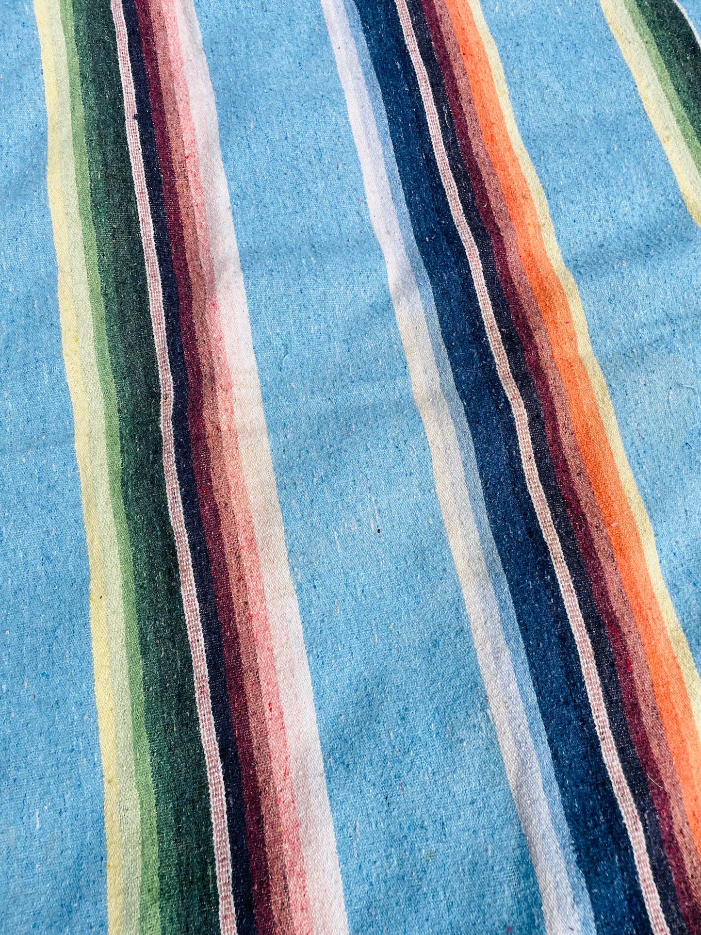 Very Large Mexican Blanket with Stripes & Aztec Pattern - AS-IS