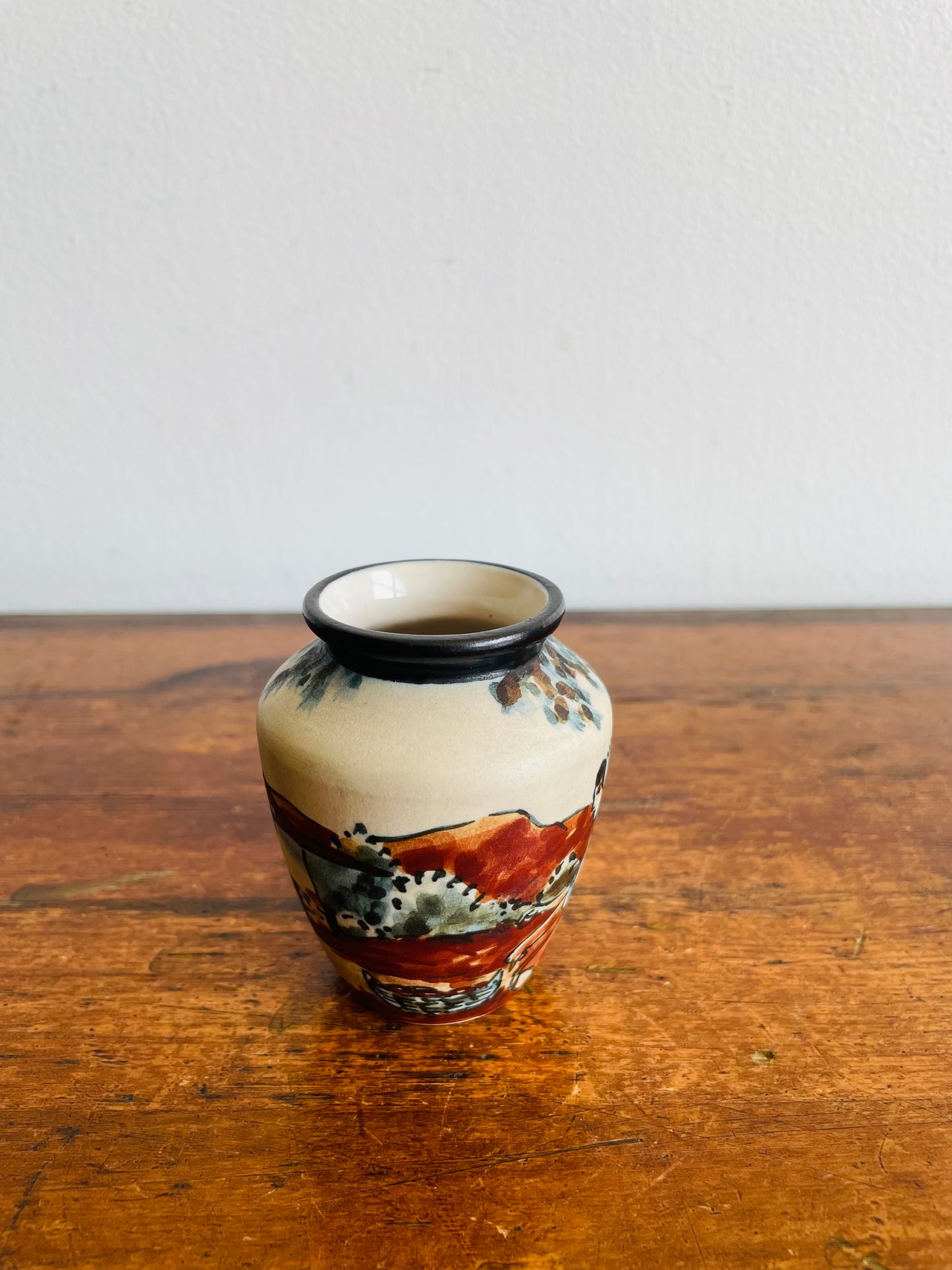 RF Ciboure Pottery Vase from French Basque Country - Signed by Artist Anne Marie (A.) Grillard - Found in Limerick, Ireland