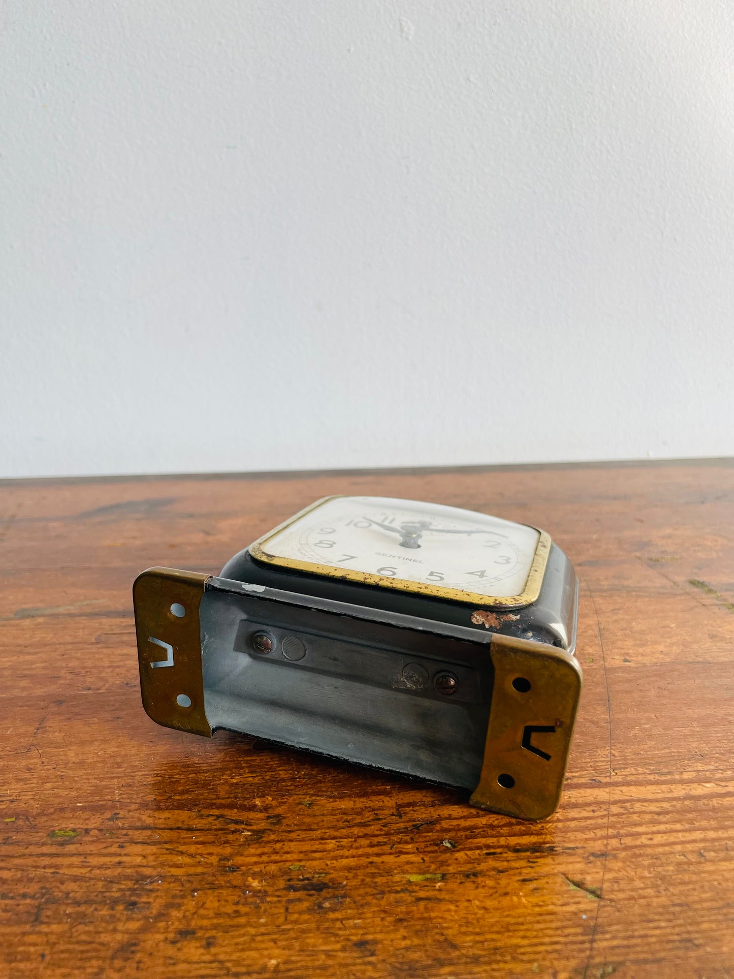 Sentinel Black Metal & Brass Clock - E. Ingraham Co. Bristol Connecticut - As-Is