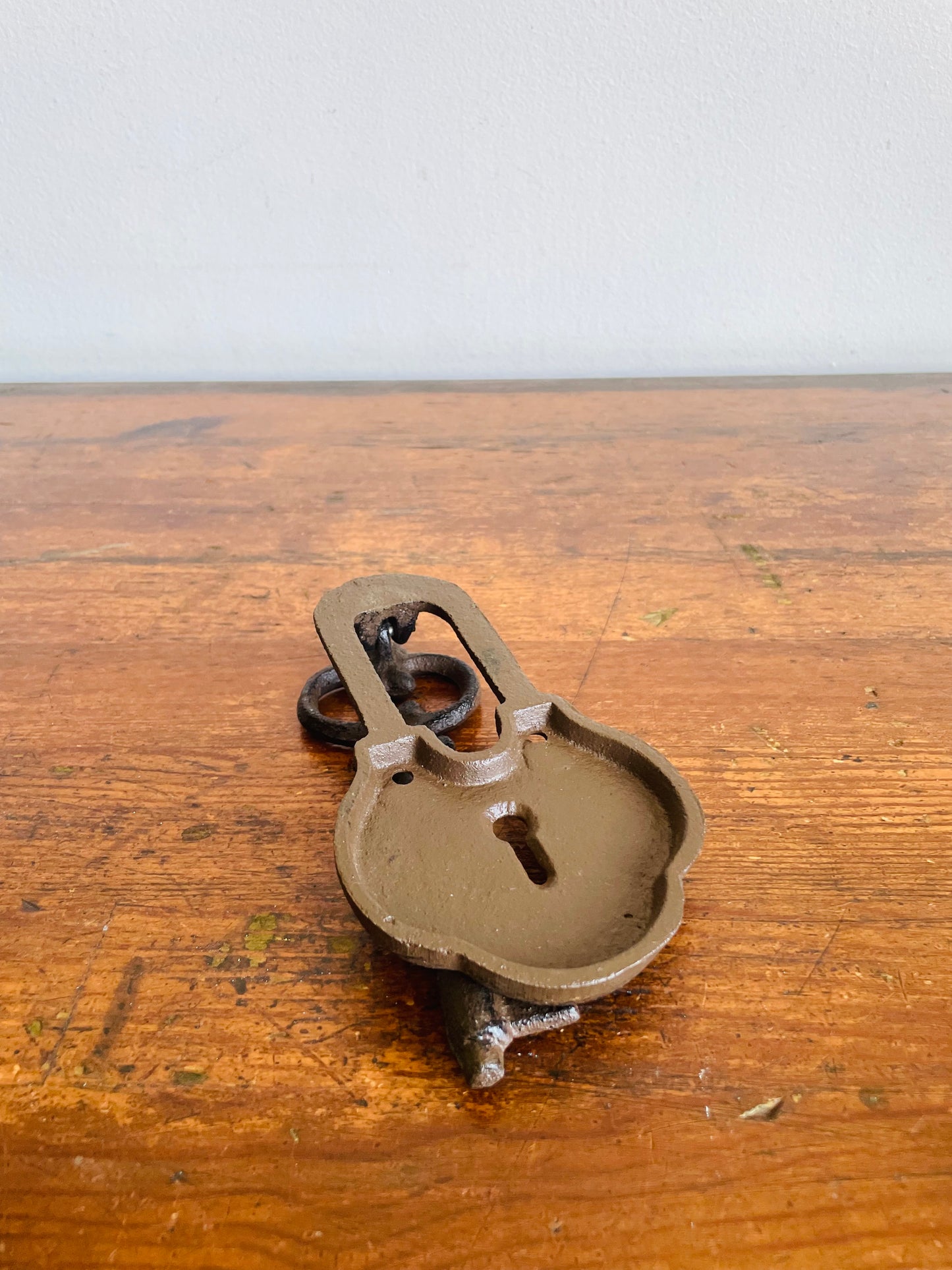 Cast Iron Door Knocker Shaped Like an Ornate Lock & Skeleton Key