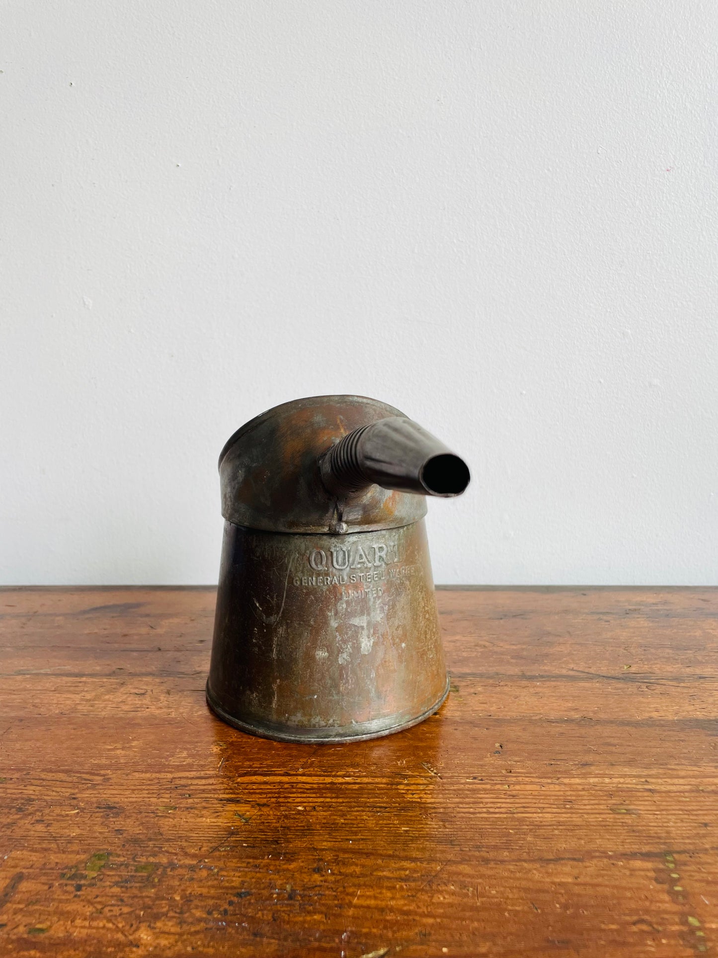 Rustic Farmhouse Quart General Steel Wares Limited Oil Can with Bendable Spout & Handle - Great for Flowers!
