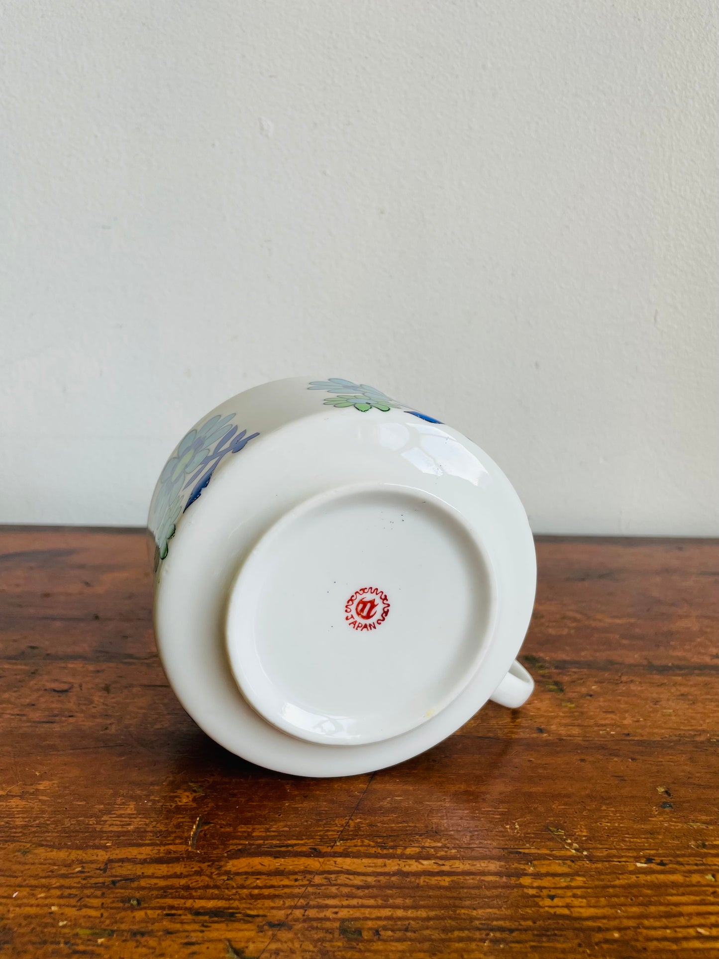 Groovy Soup Bowl with Handle & Blue & Green Flower Power Design - Would Also Make a Great Planter - Made in Japan