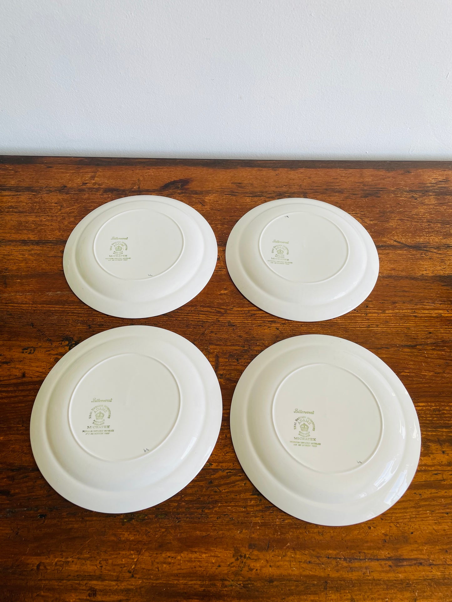 Adams Real English Ironstone Micratex Side Dish 8" Plates - Bittersweet Flower Pattern - Set of 4