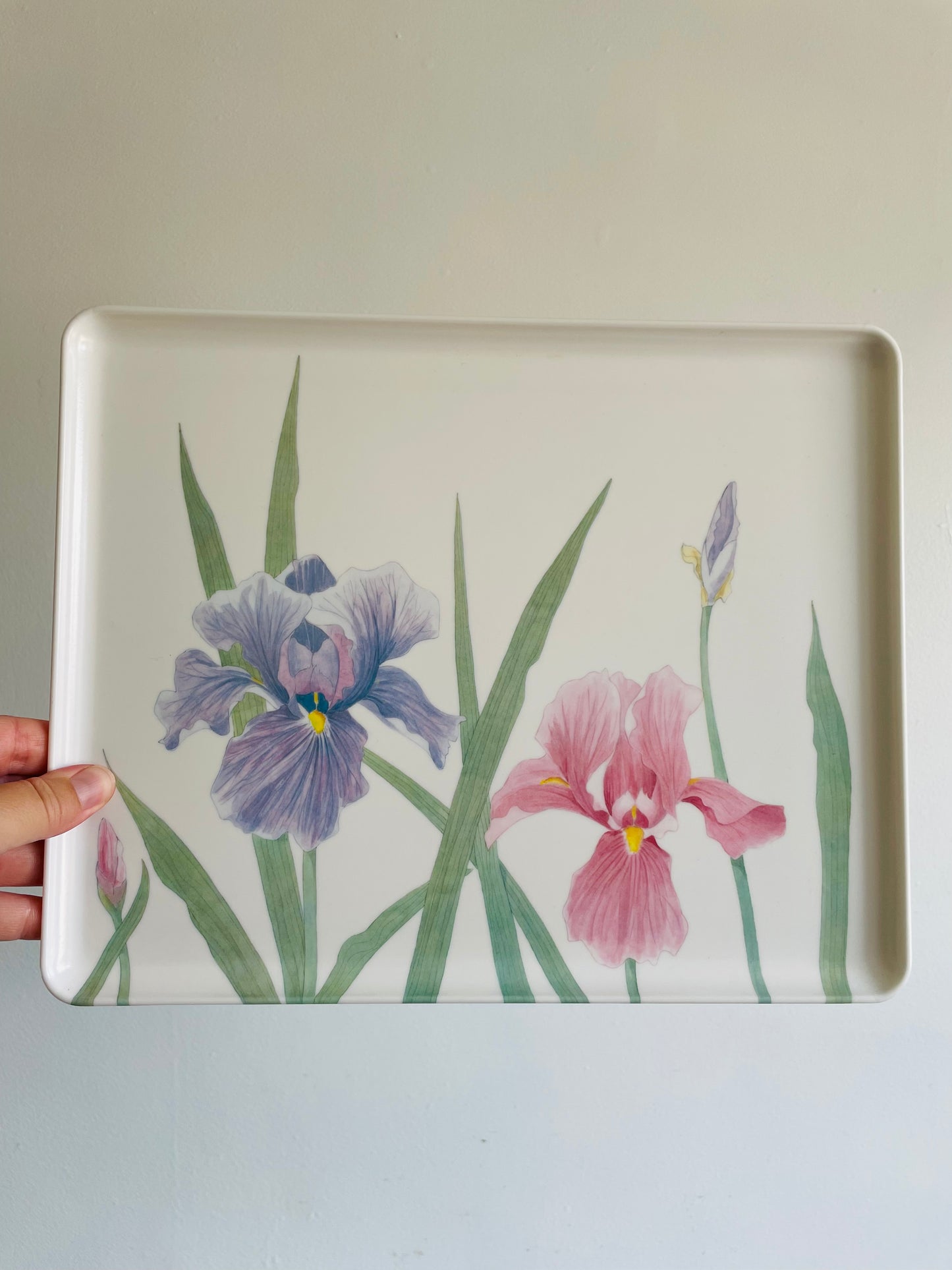 Mebel Melamine Serving or Decorative Tray with Purple & Pink Iris Flowers - Made in Italy