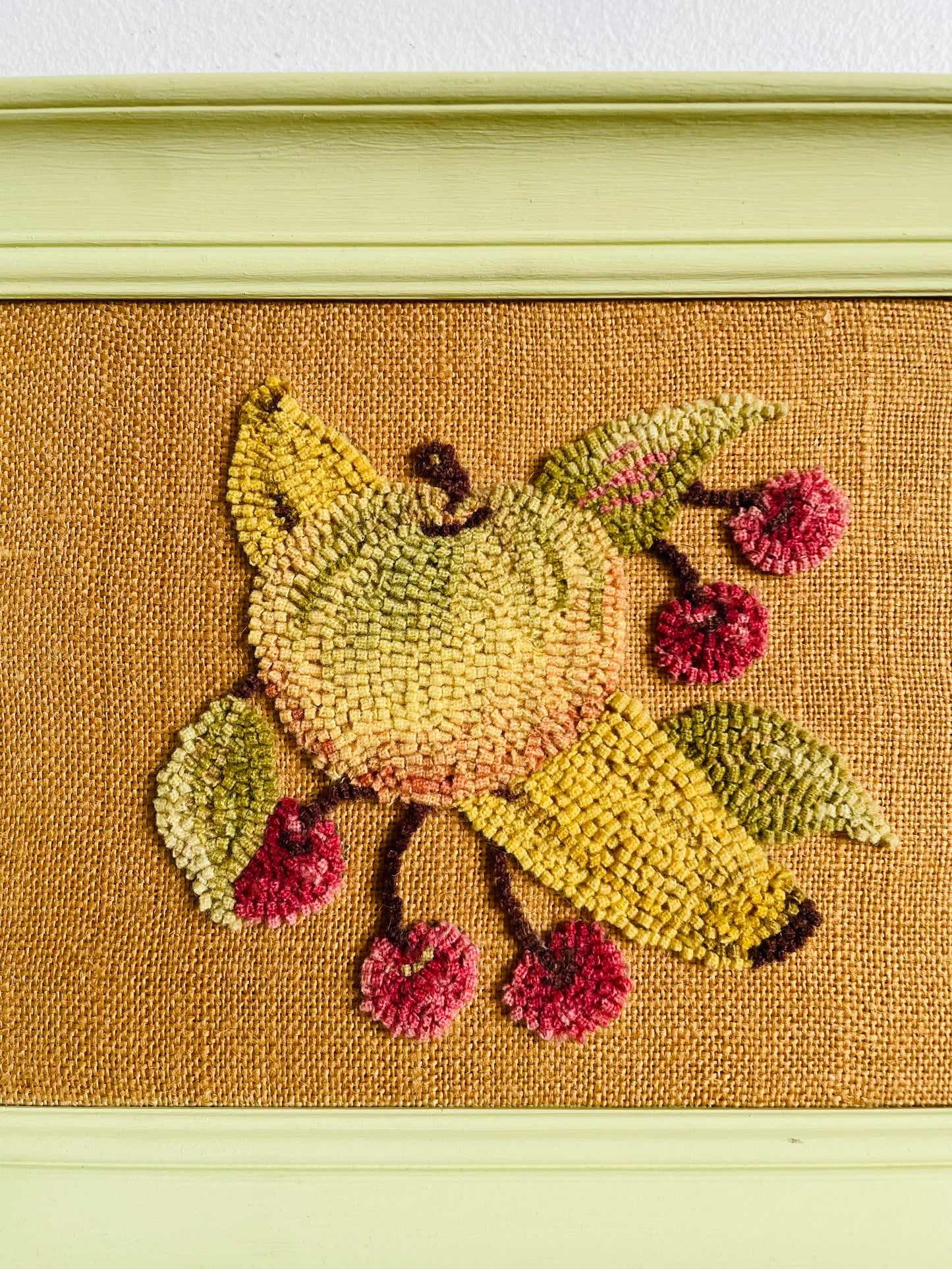 Fruit Rug Hook Embroidery Picture with Apple, Banana & Cherries