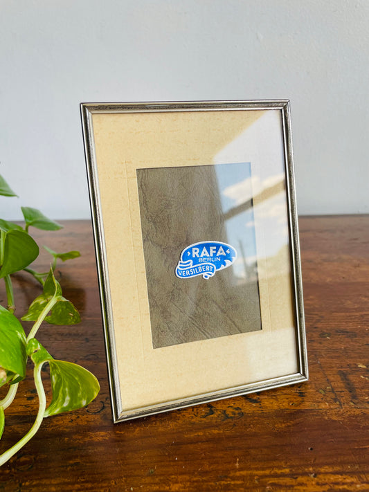 Vintage Rafa Berlin Versilbert (Silver-Plated) Picture Frame with Mat - Easel Prop & Wall Hooks - 2.25" x 3.5" Photo Size