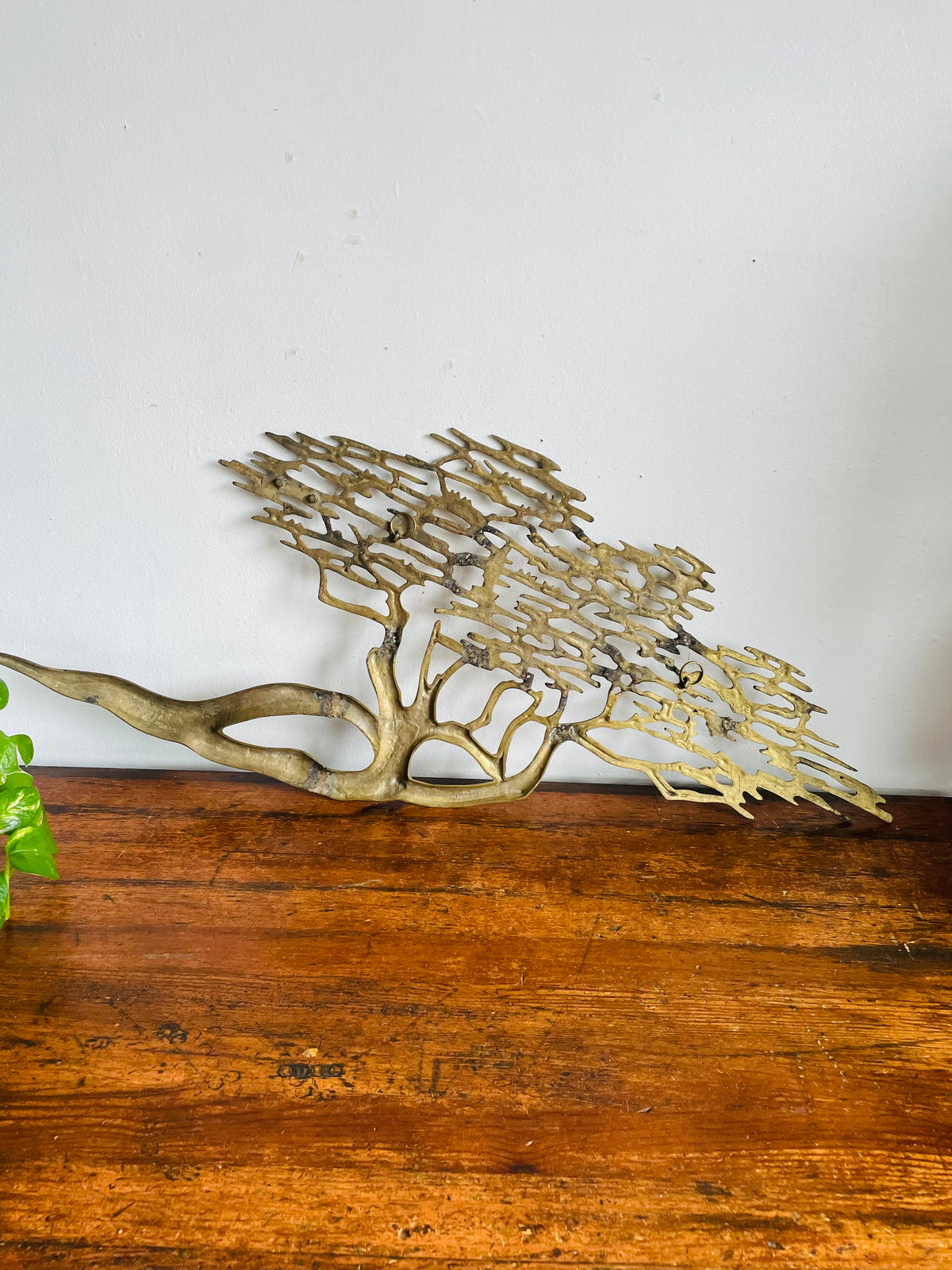 Vintage Mid-Century Modern Solid Brass Tree Wall Hanging Art - No Shipping
