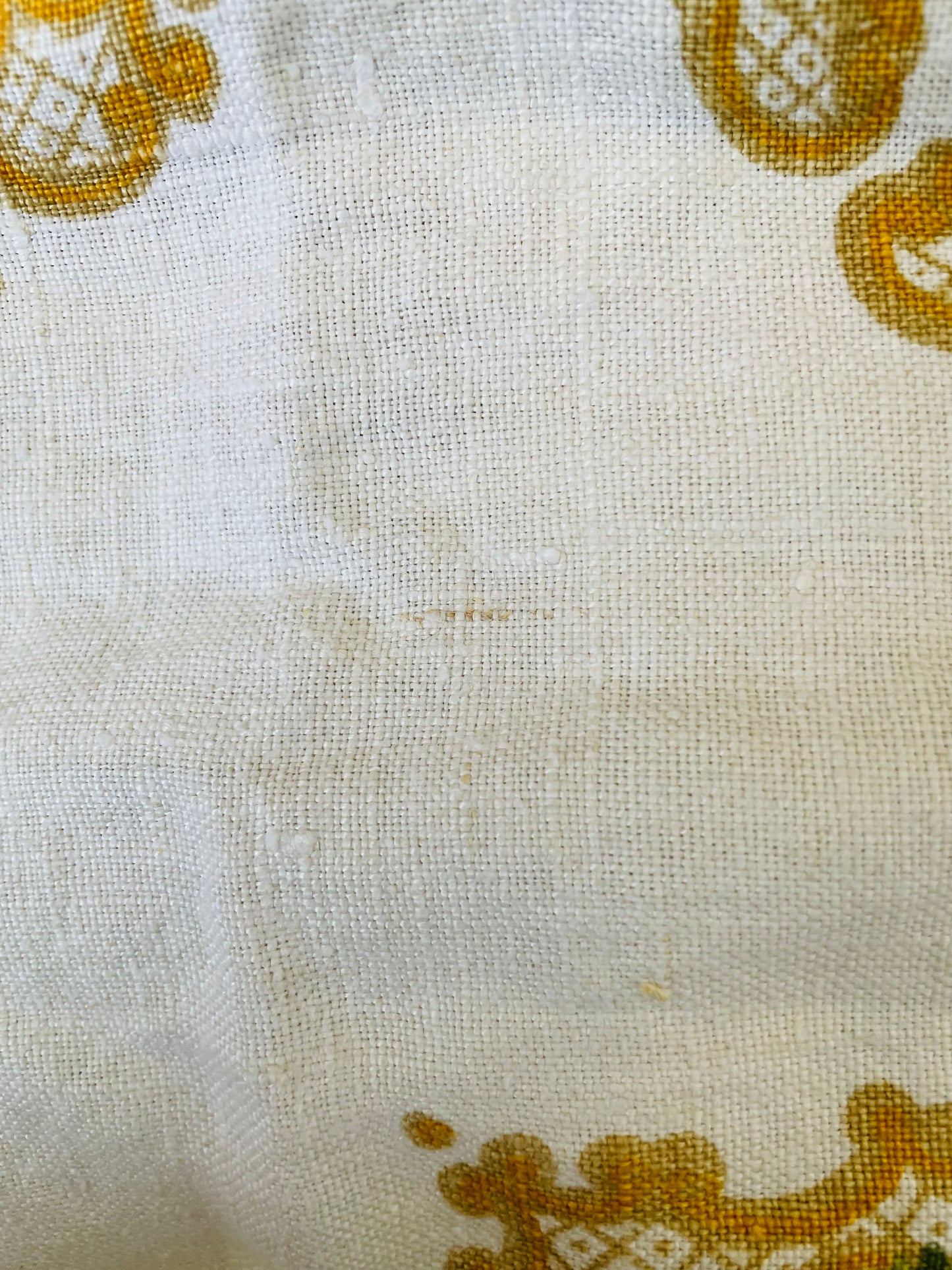 Linen Tablecloth with Yellow Flowers - Also Makes Great Fabric!