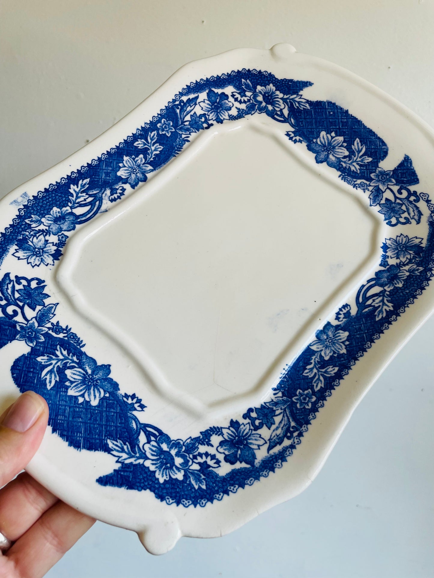 Vintage Large Blue & White Transferware Soup Tureen with Tray, Lid & Ladle with River Castle Scene - 4 Pieces