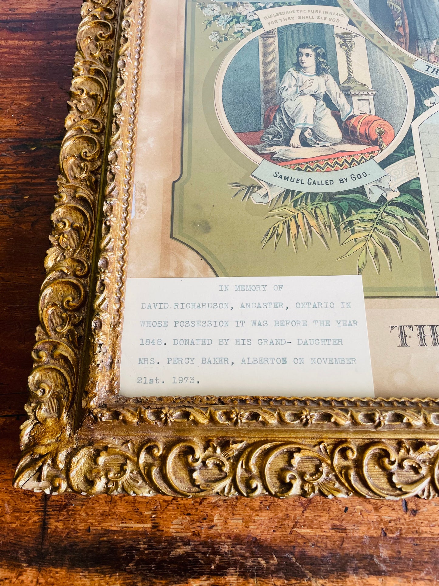 Antique 1800s The Beatitudes Chromolithograph with Bible Pictures Religious Print Picture by Martin Yauch (1882) - Found at Alberton Presbyterian Church - Once Owned by David Richardson from Ancaster, Ontario