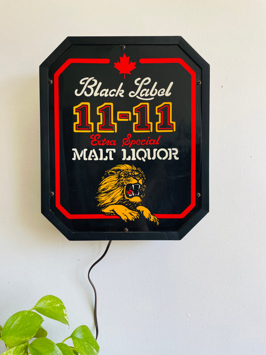 Black Label 11-11 Extra Special Malt Liquor Wall Mount Light Up Lamp Sign