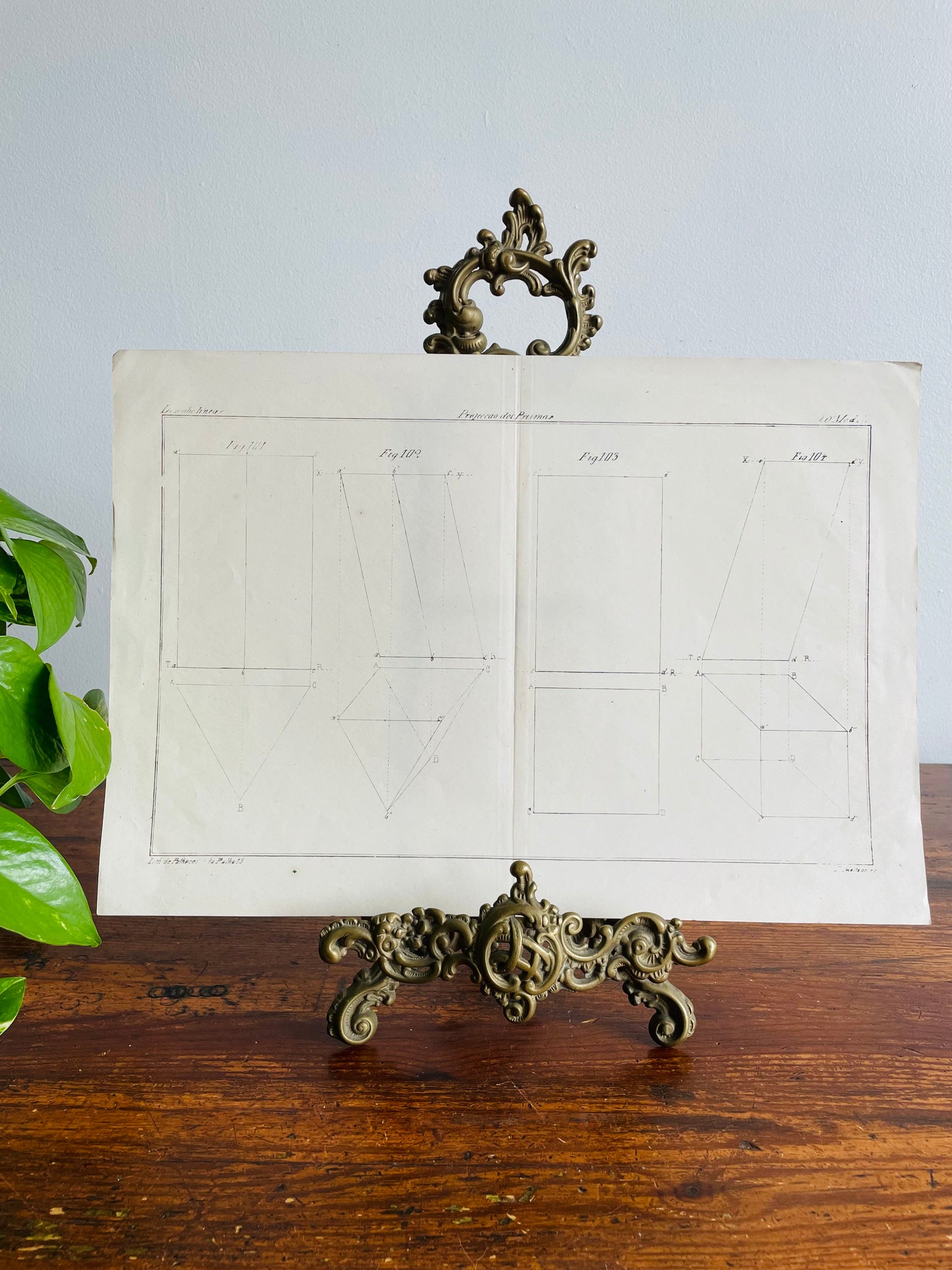 Antique Architecture Art Student Portfolio Drawing - Projection of Prisms # 1 - Found in Lisbon, Portugal