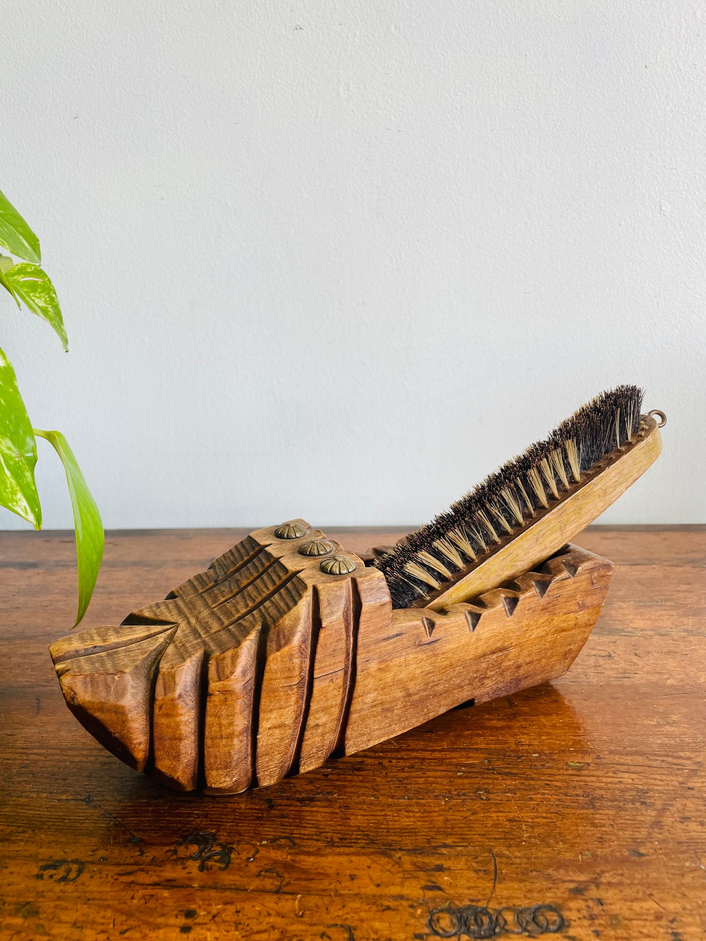 French Carved Wooden Shoe Brush Holder - Also Great for a Plant or Business Cards - Found in Dublin, Ireland