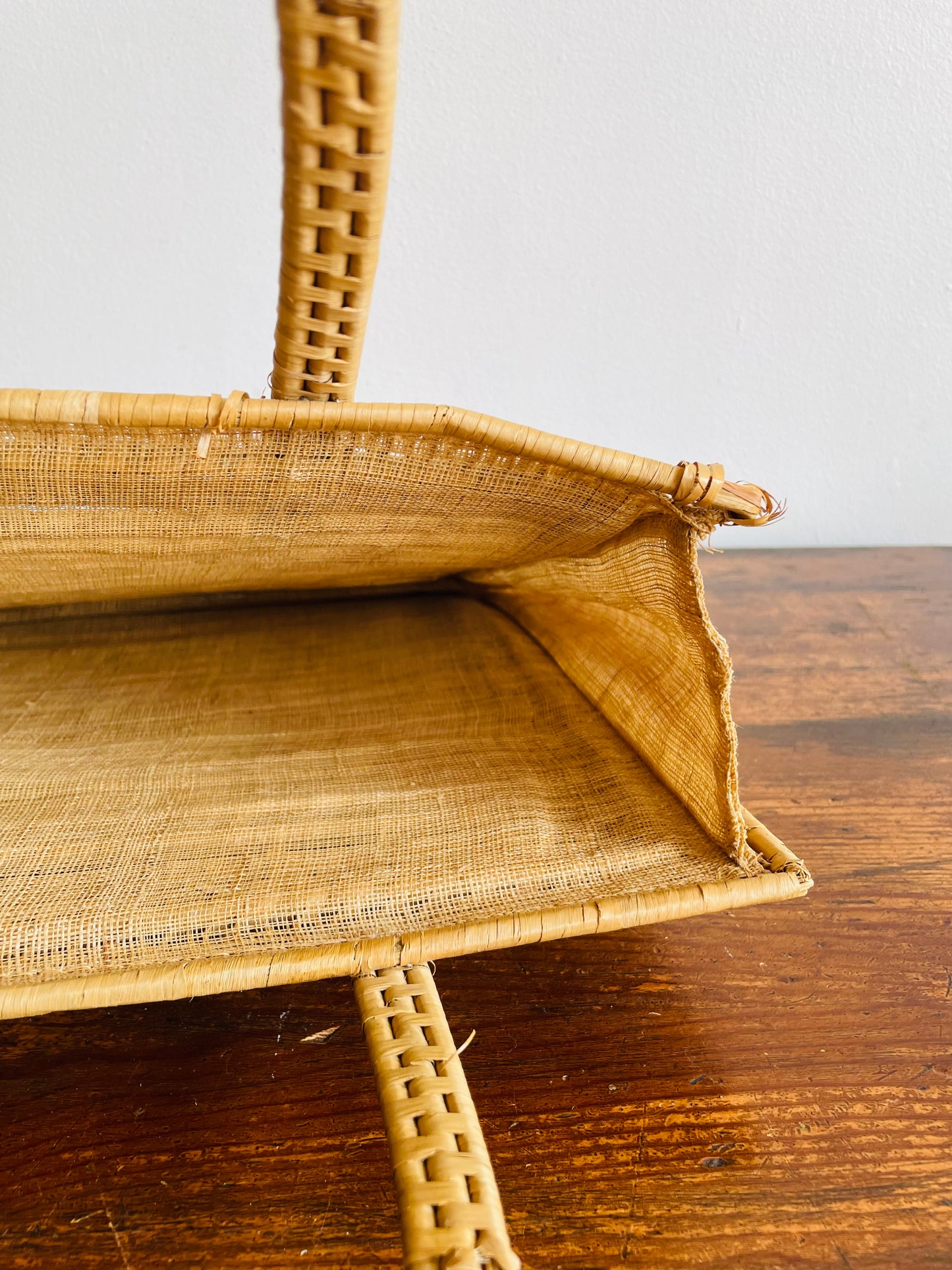 Woven Straw Rattan with Mesh Sides Purse
