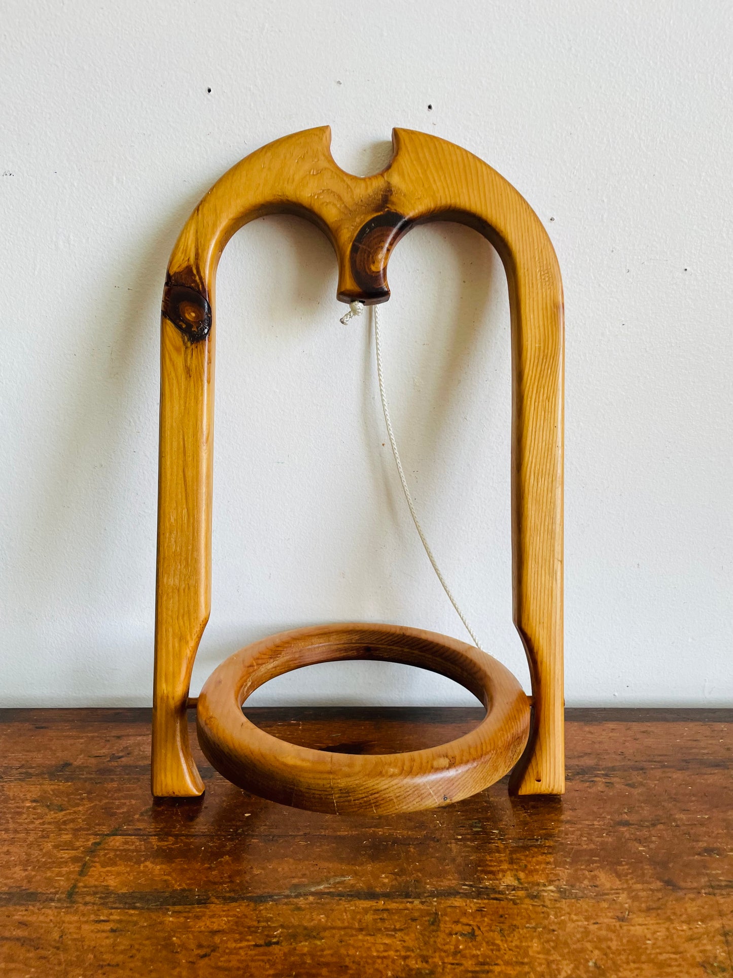 Vintage Mid-Century Modern Style Hanging Wood 6” Plant Pot Holder - Hang From Ceiling or Windowsill - Indoor Garden