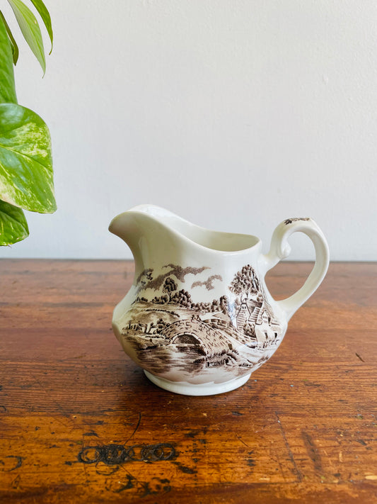 Ridgway Country Days Brown Transferware Creamer Jug - Staffordshire England