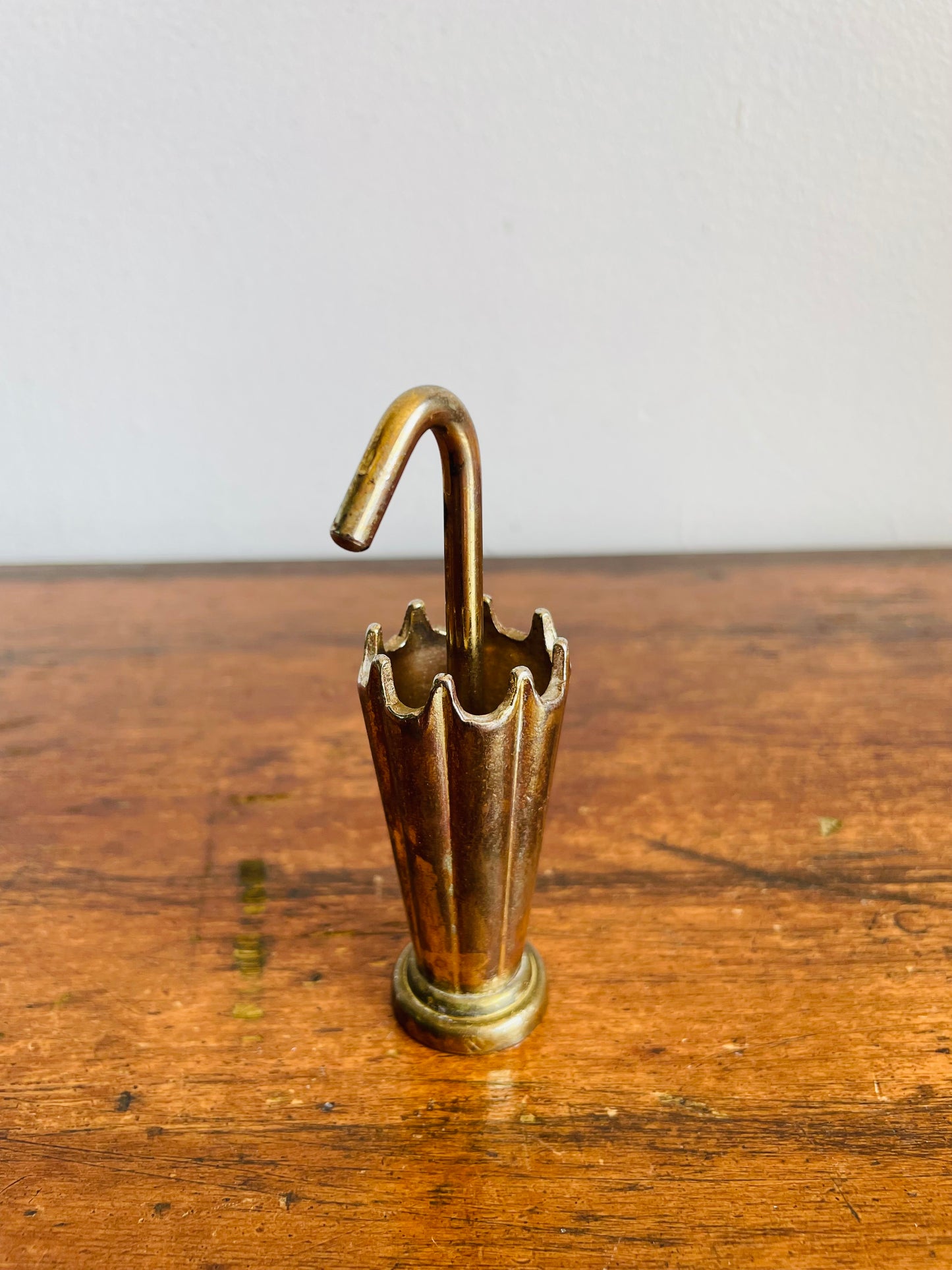 Vintage Solid Brass Umbrella Toothpick or Match Holder