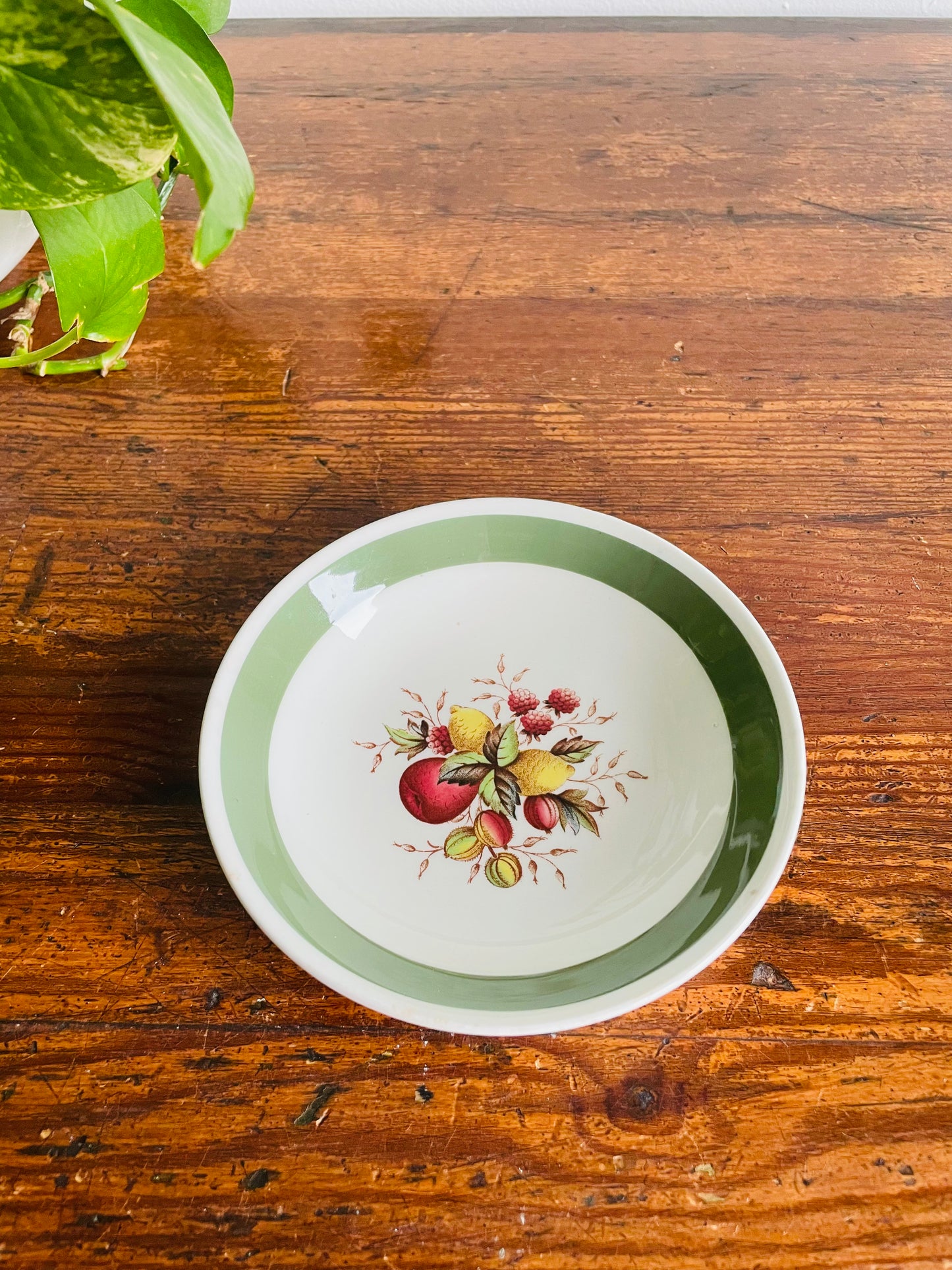 Crown Ducal Norvic Citrus Pattern Shallow Bowl Trinket Dish with Fruit Design - Made in England