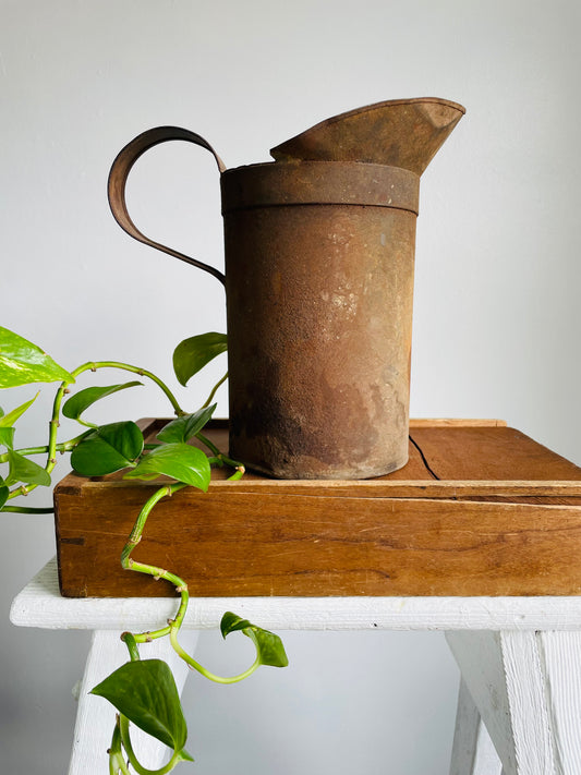 Tall Rustic Farmhouse Measuring Pitcher with Handle - Great for Flowers!