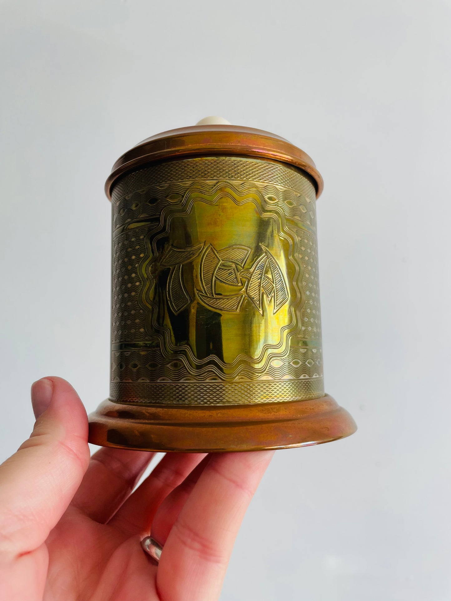 1951 Copper & Brass Tea Canister Jar - Festival of Britain