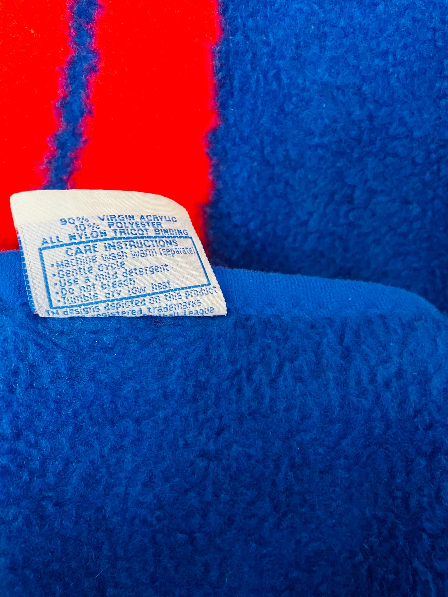 1990s The Northwest Company Buffalo Bills NFL Super Soft Red & Blue Fleece Reversible Stadium Throw Blanket