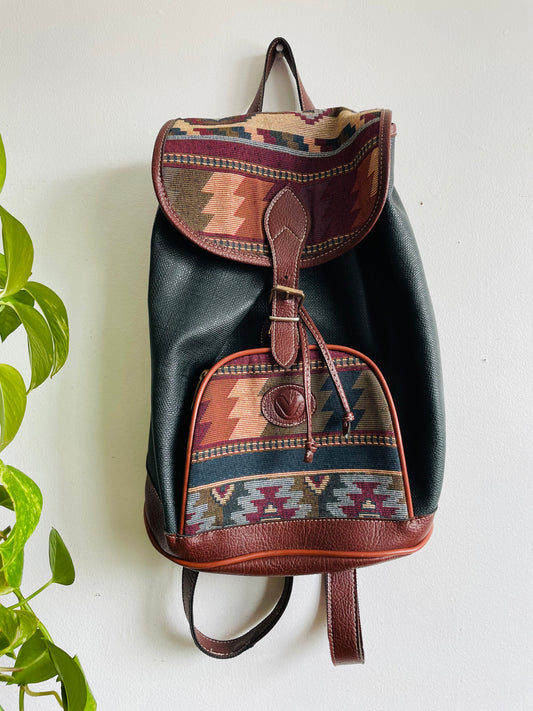 Southwestern Aztec Print Backpack - Straps Can Zip Together to Create a Crossbody Purse