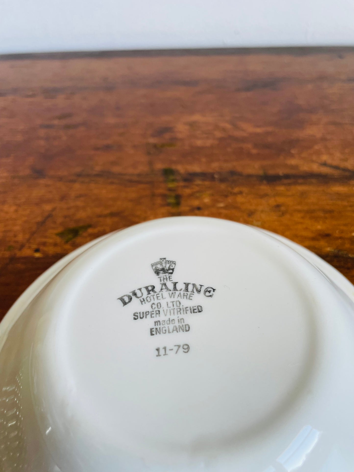 Vintage Mini Grater & Duraline Hotel Ware Super Vitrified White Bowl with Brown Design - Made in England - Set of 2 Pieces
