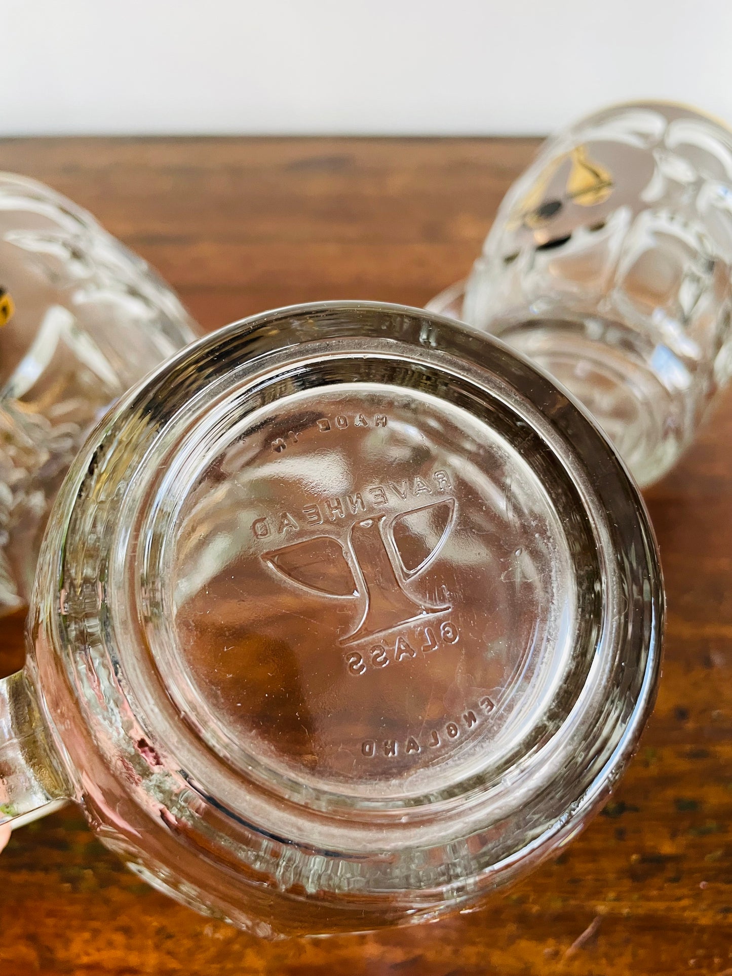 Beaverhead Glass Beer Mug Tankard with Bowling Graphic - Made in England - Set of 3
