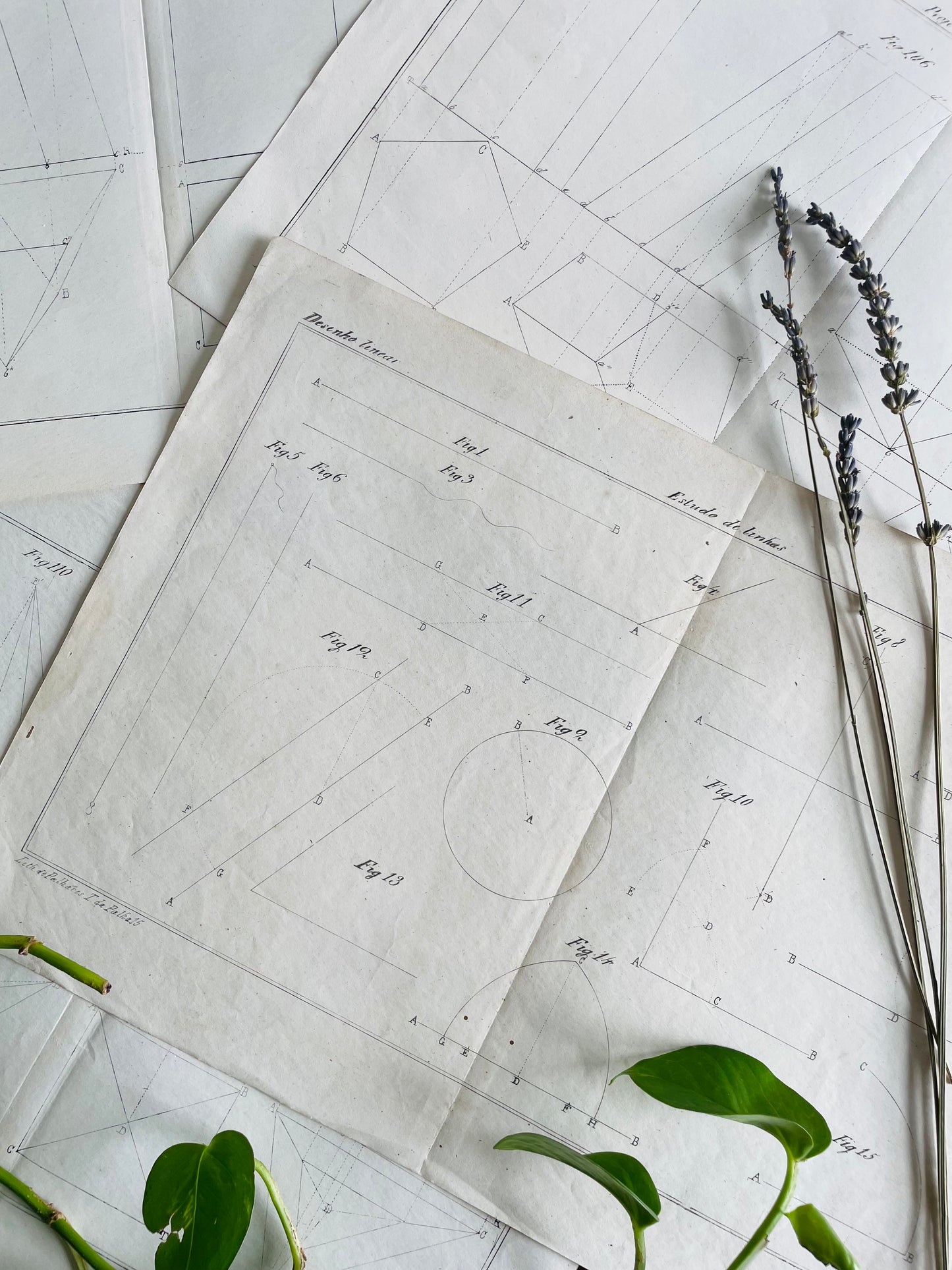 Antique Architecture Art Student Portfolio Drawing - Projection of Prisms # 2 - Found in Lisbon, Portugal