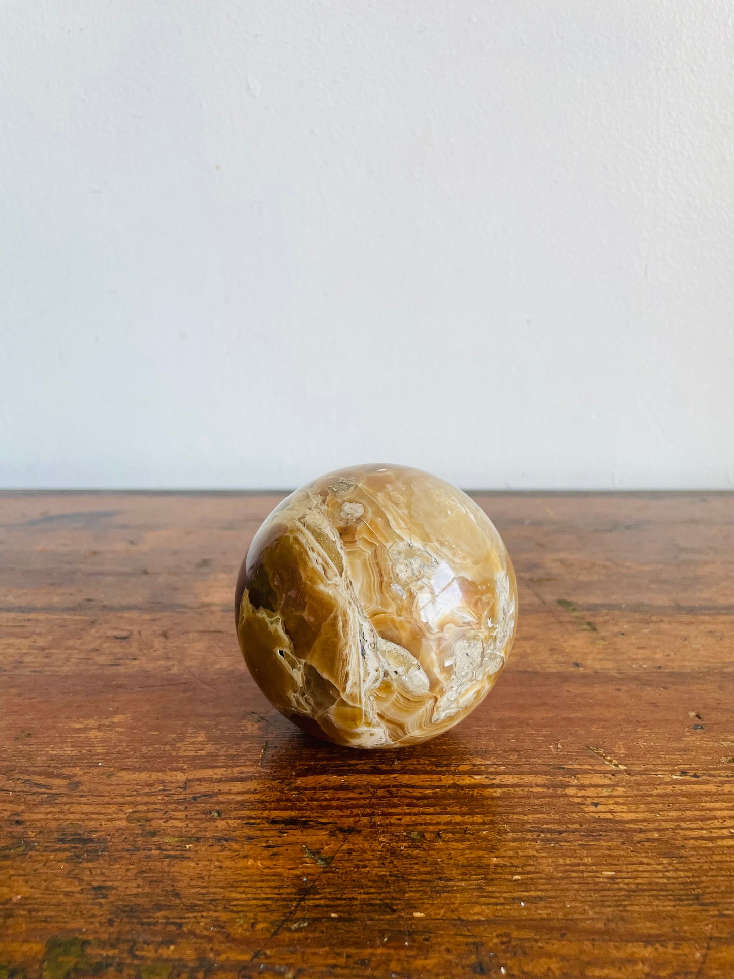 Vintage Genuine Italian Onyx Stone Sphere - Made in Italy