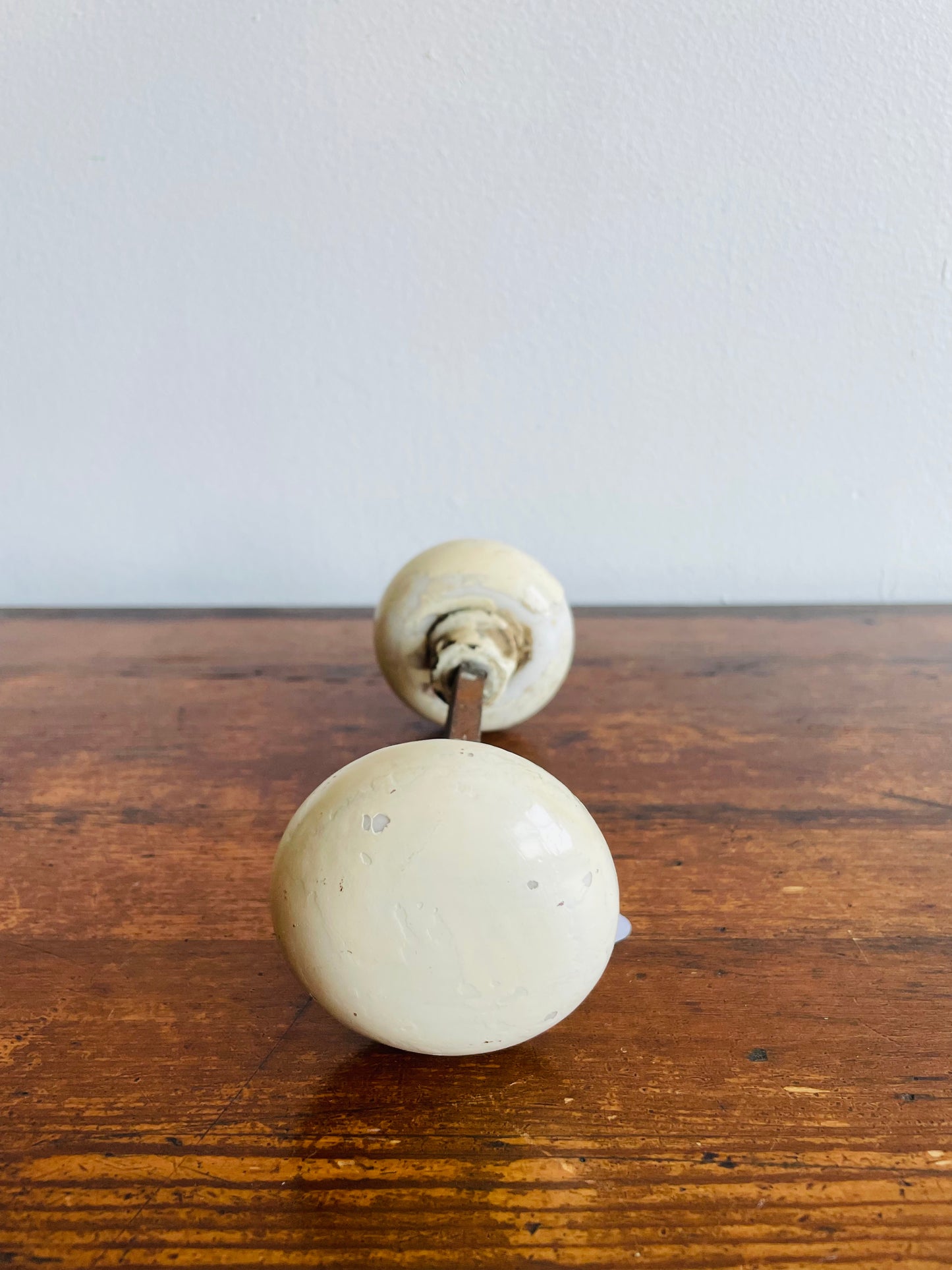 White Porcelain Door Knob Set with Connecting Spindle Shaft #8
