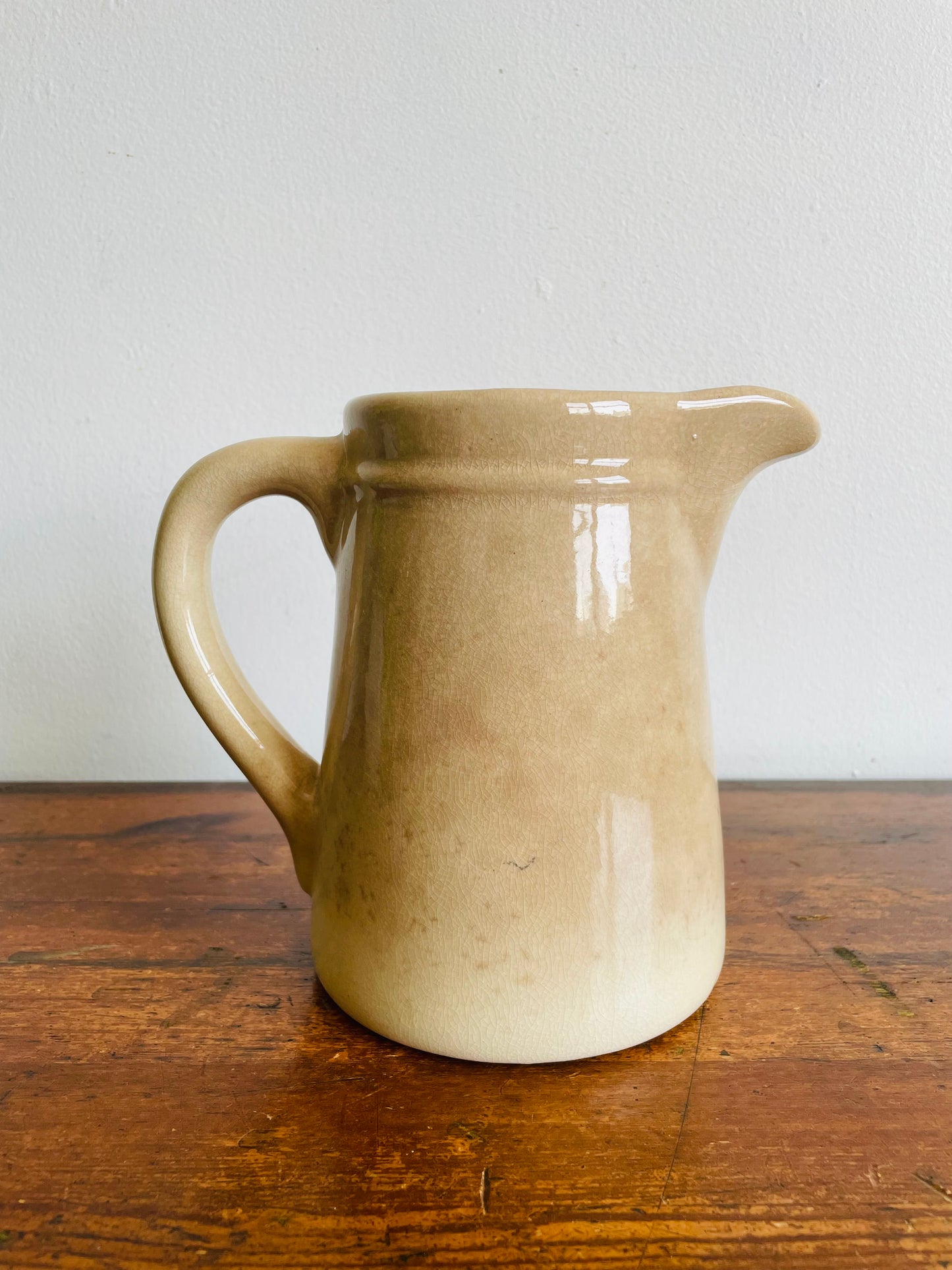 Farmhouse Stoneware Pitcher Jug Vase or Utensil Holder with Rose Design - Found in Dublin, Ireland