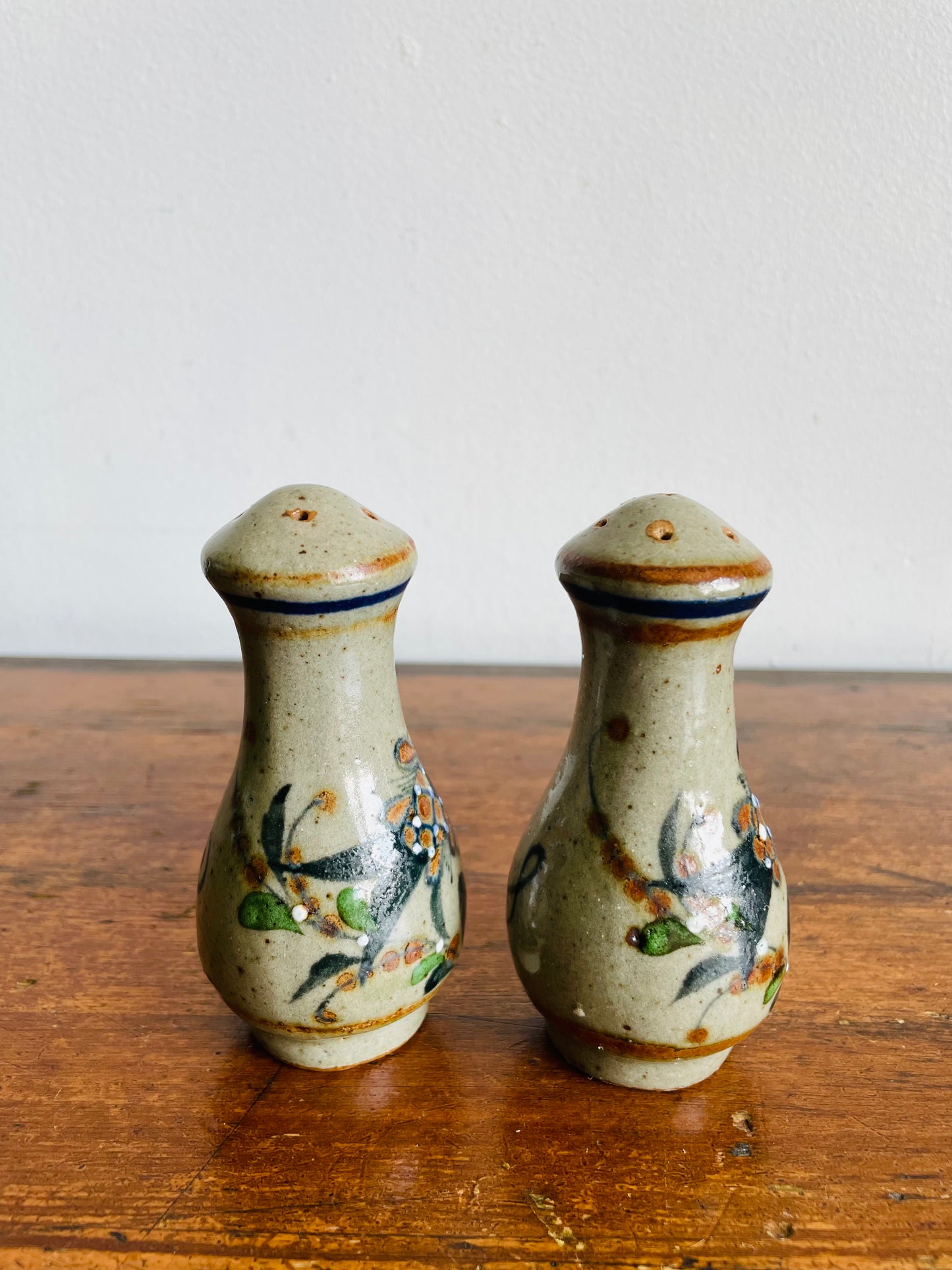Vintage Tonala Mexican Pottery Salt & Pepper Shakers with Fish Design - Set of 2