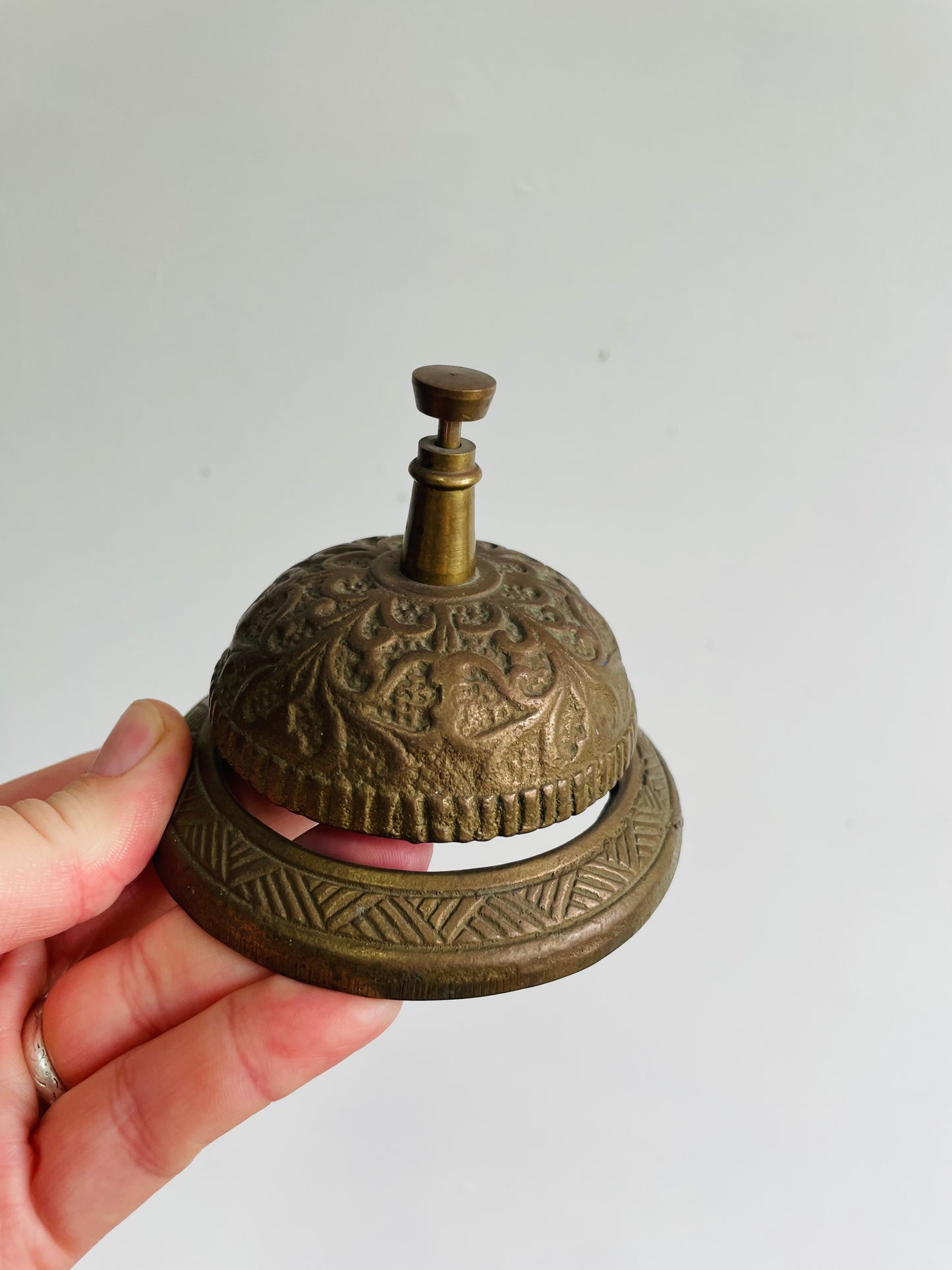 Antique Victorian Ornate Solid Brass Shop Counter or Hotel Front Desk Service Bell
