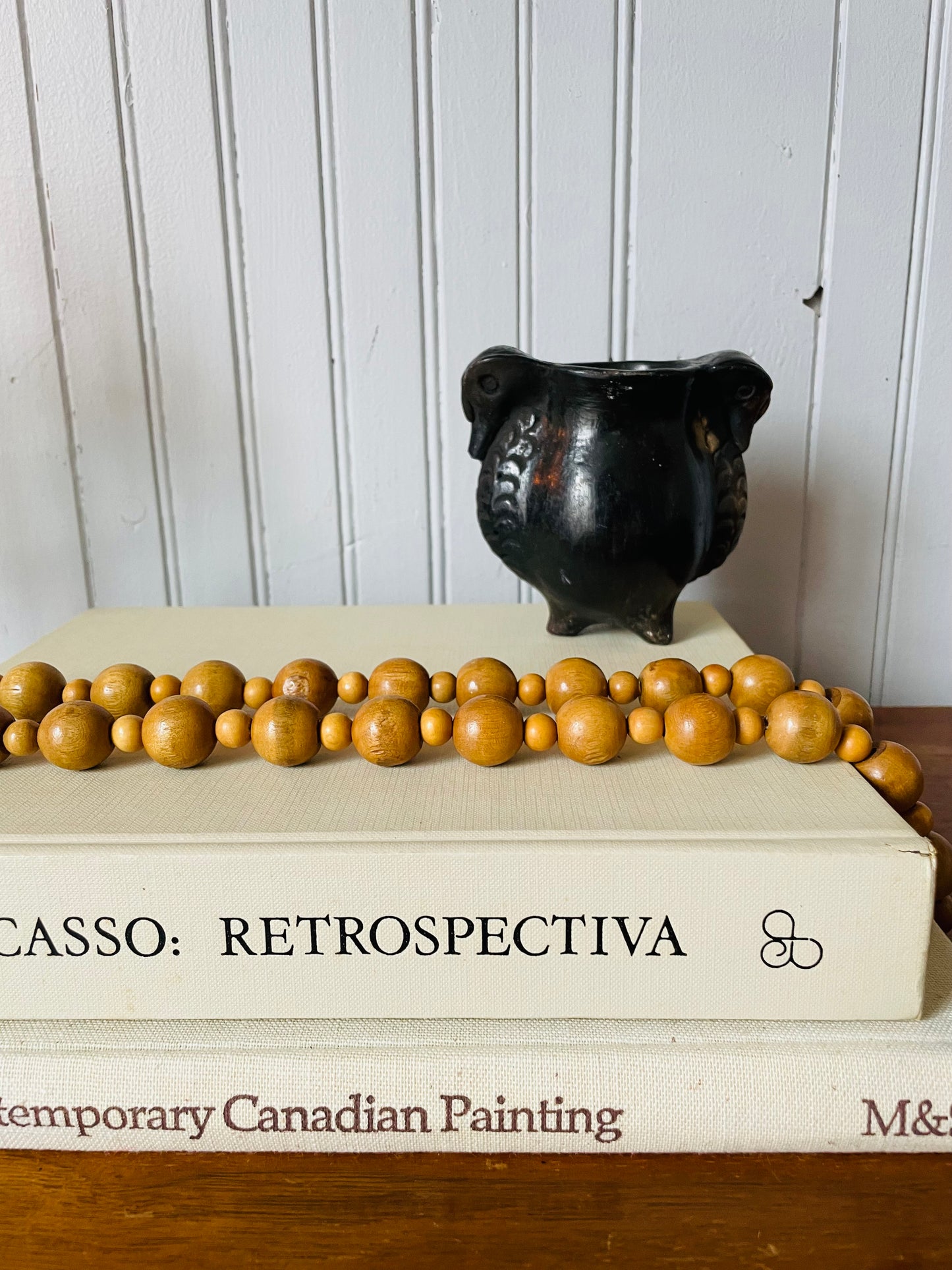 Solid Wood Beads on Rope - Necklace or Decor Piece