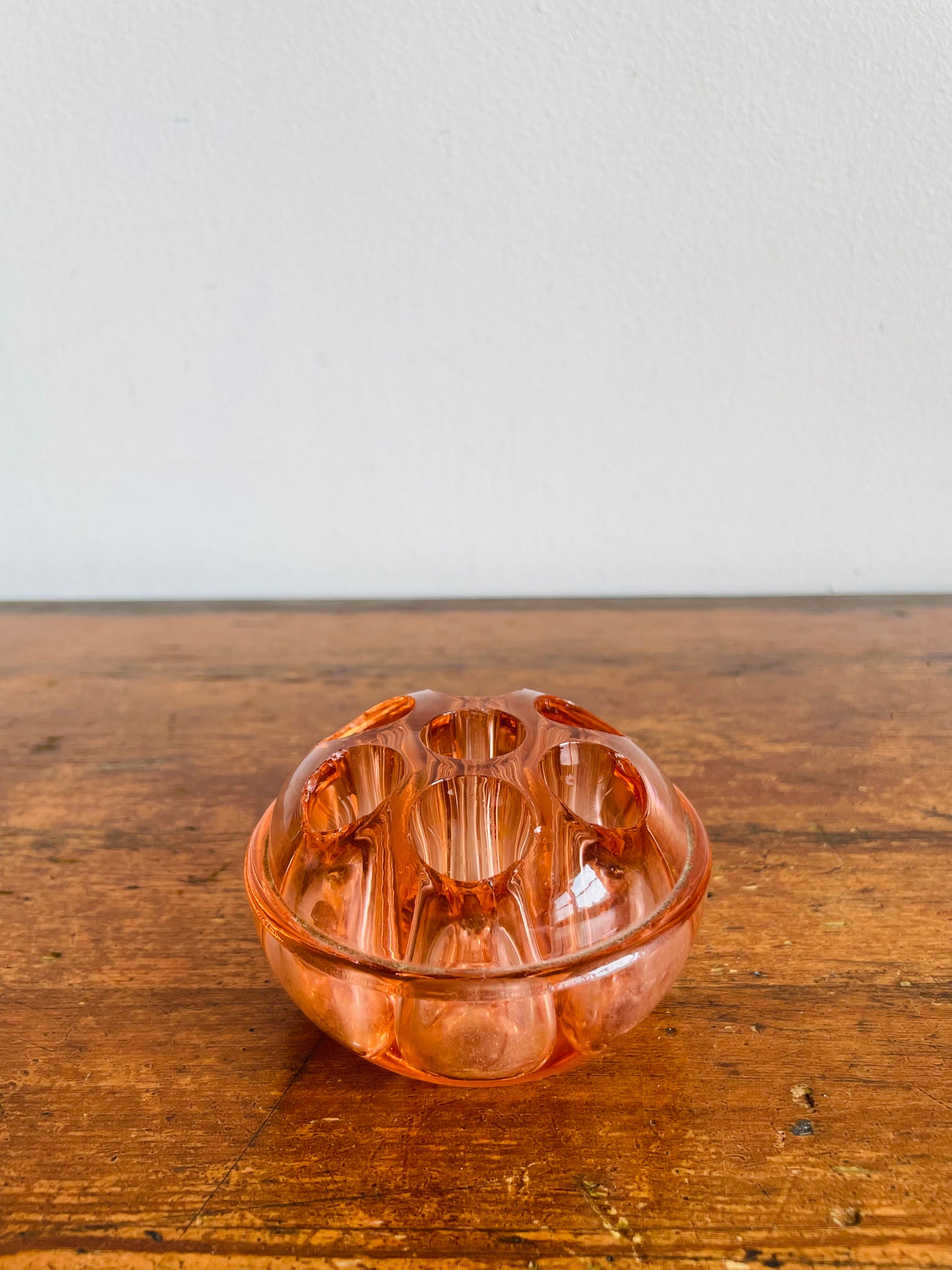 Pink Glass Flower Frog - Also Great for Pens, Makeup Brushes, Etc.