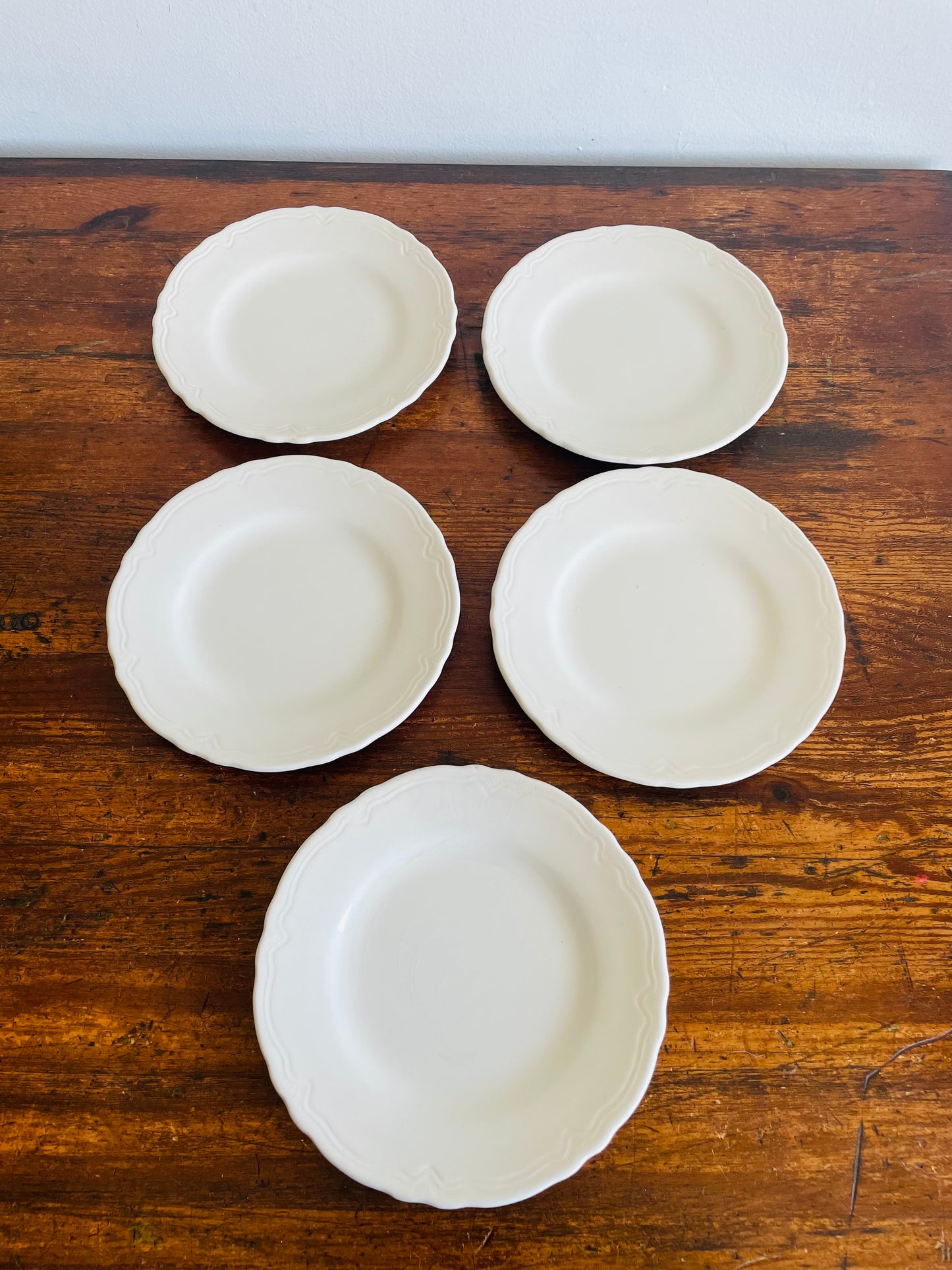 White Royal Art Pottery English Ironstone 7" Side Dish Plates - Set of 5