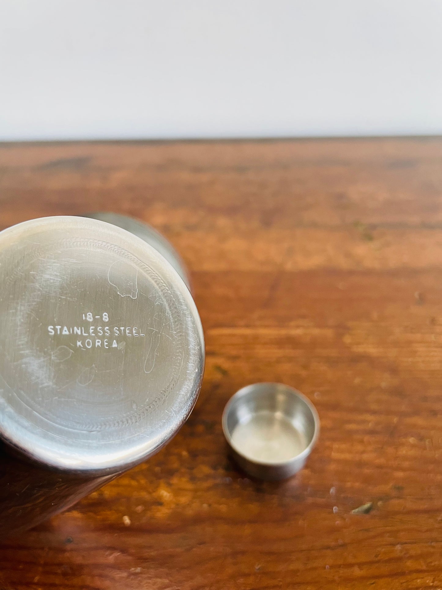 Stainless Steel Martini / Cocktail Shaker Cup with Built-In Strainer - Made in Korea