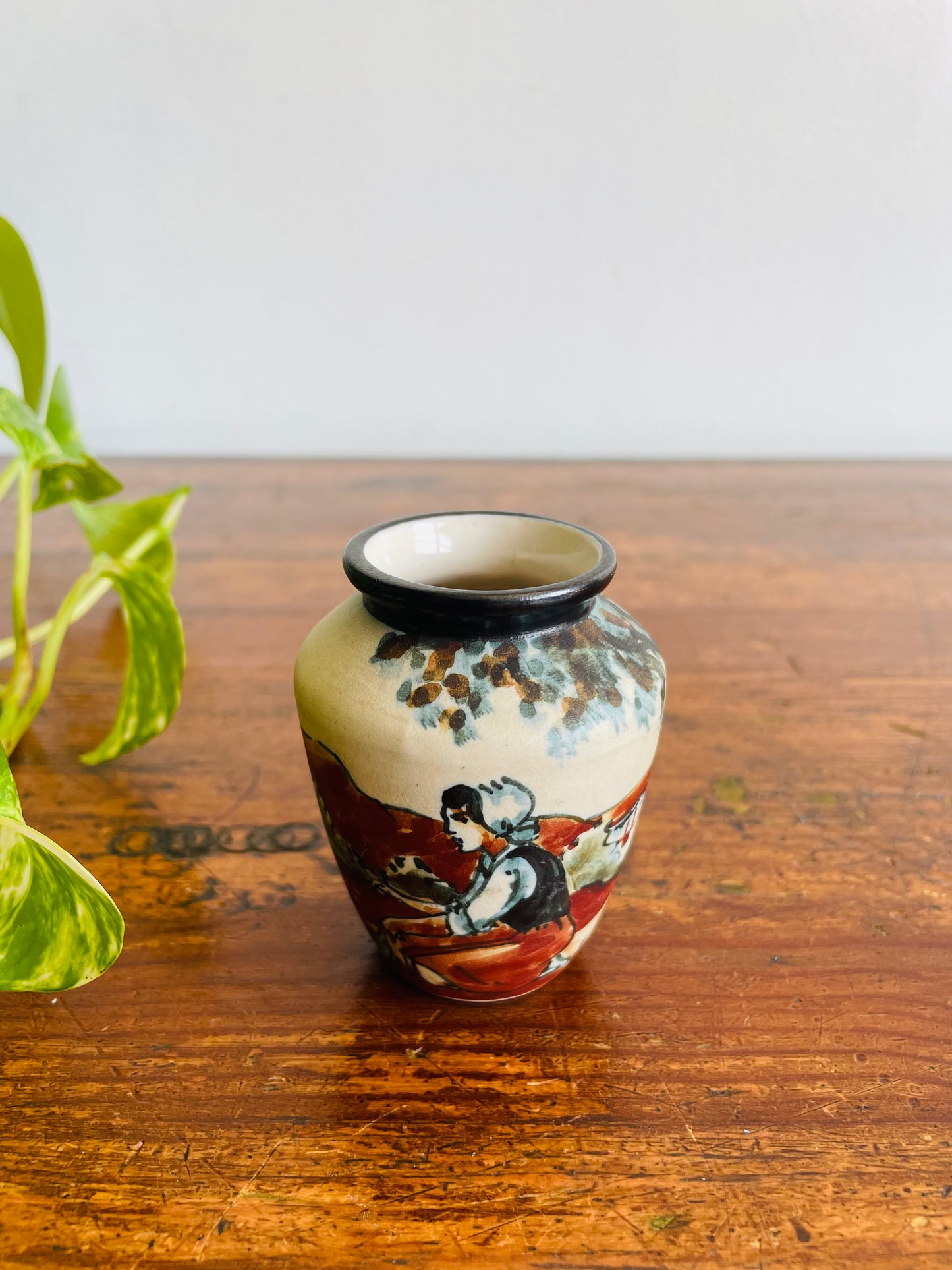 RF Ciboure Pottery Vase from French Basque Country - Signed by Artist Anne Marie (A.) Grillard - Found in Limerick, Ireland