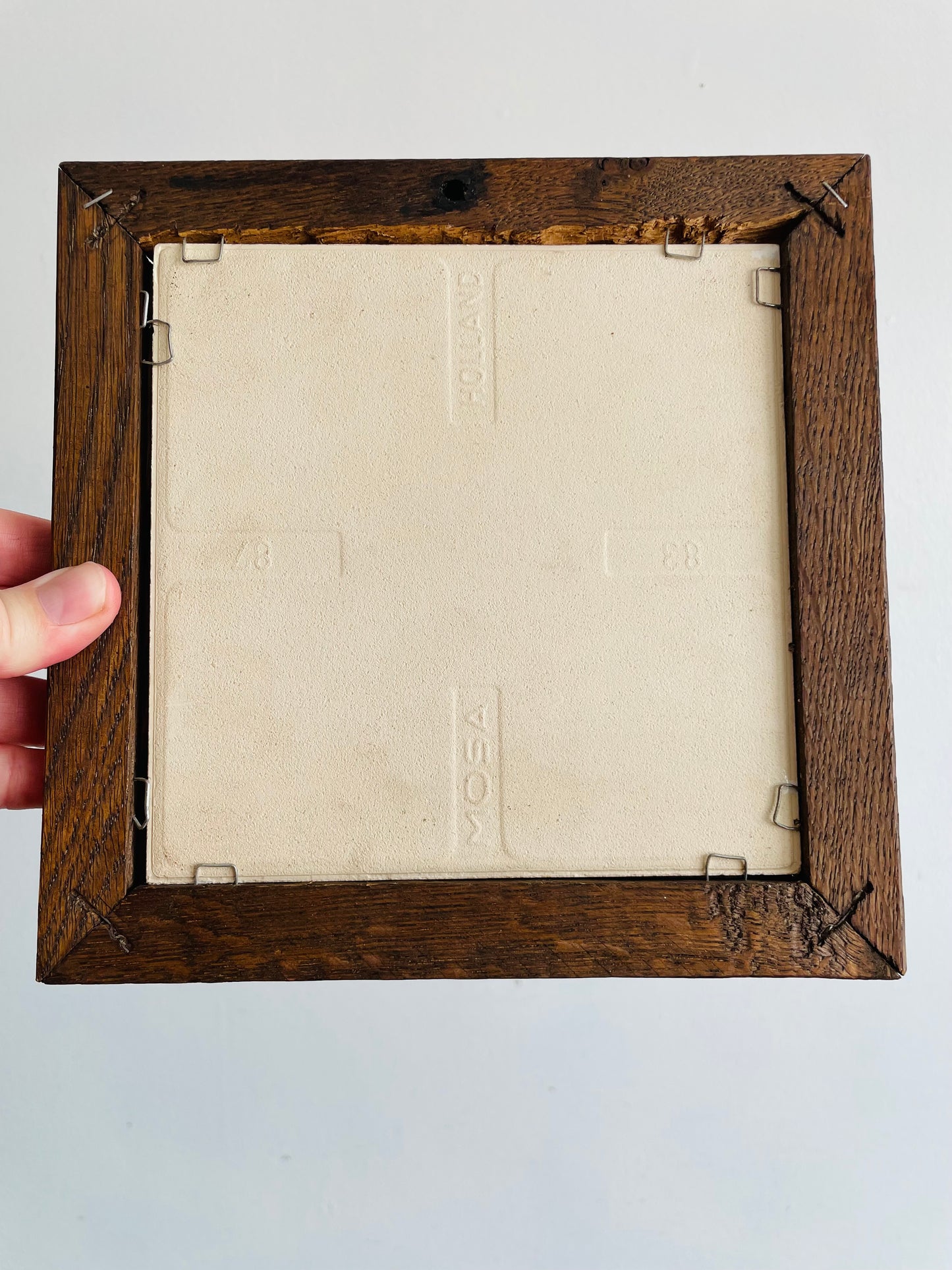 Framed Mosa Tile with Sepia Toned Village Scene - River in Winter - Made in Holland