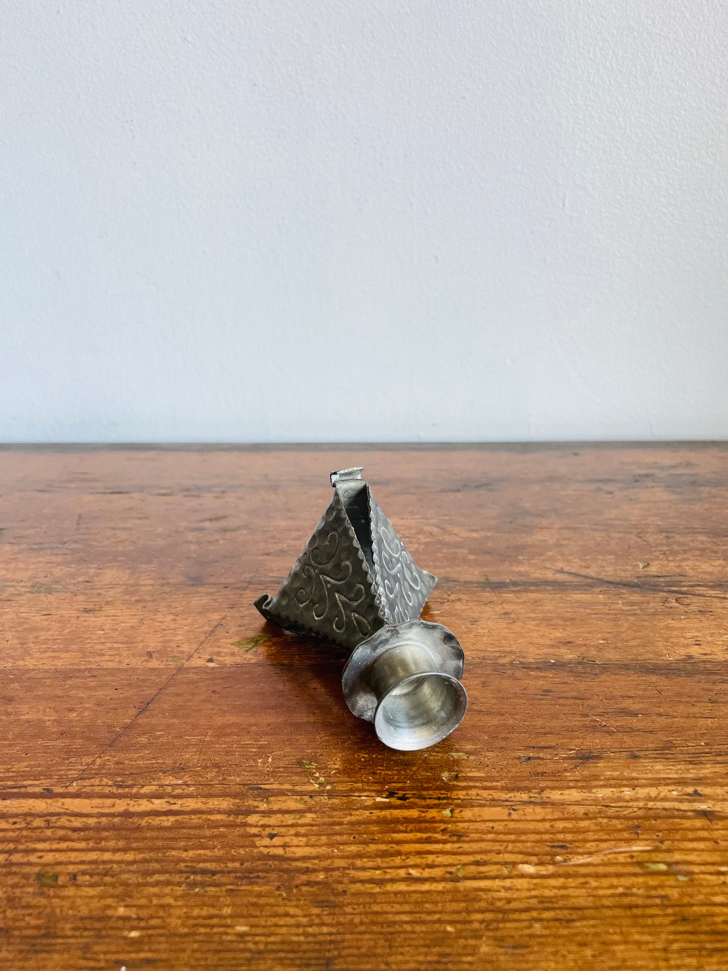 Vintage Mid-Century Norwegian KNL TINN Silver Pewter Candle Holder