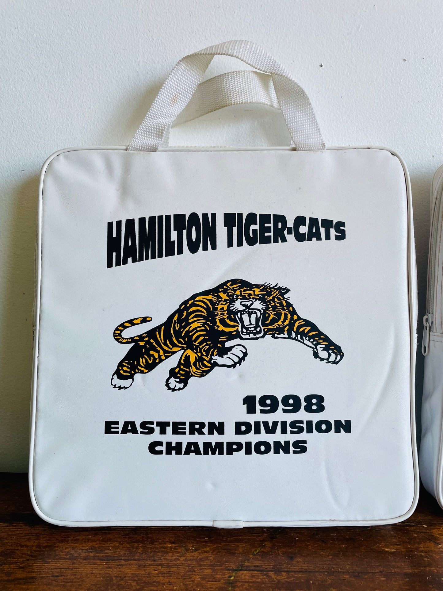 Vintage Hamilton Tiger-Cats Football 1998 Eastern Division Champions Stadium Seat Cushions with Handles - Set of 2