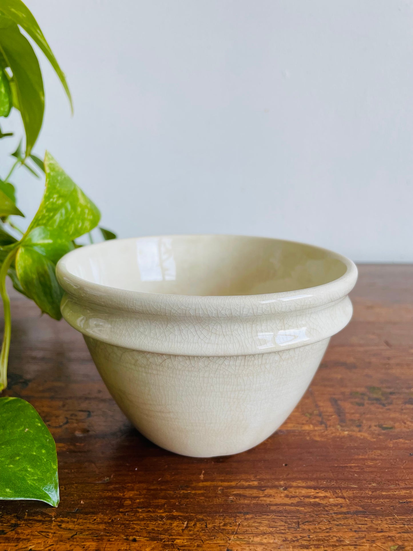 Vintage Crazed Patina White Pudding Bowl - Church Gresley England - T. G. Green & Co.