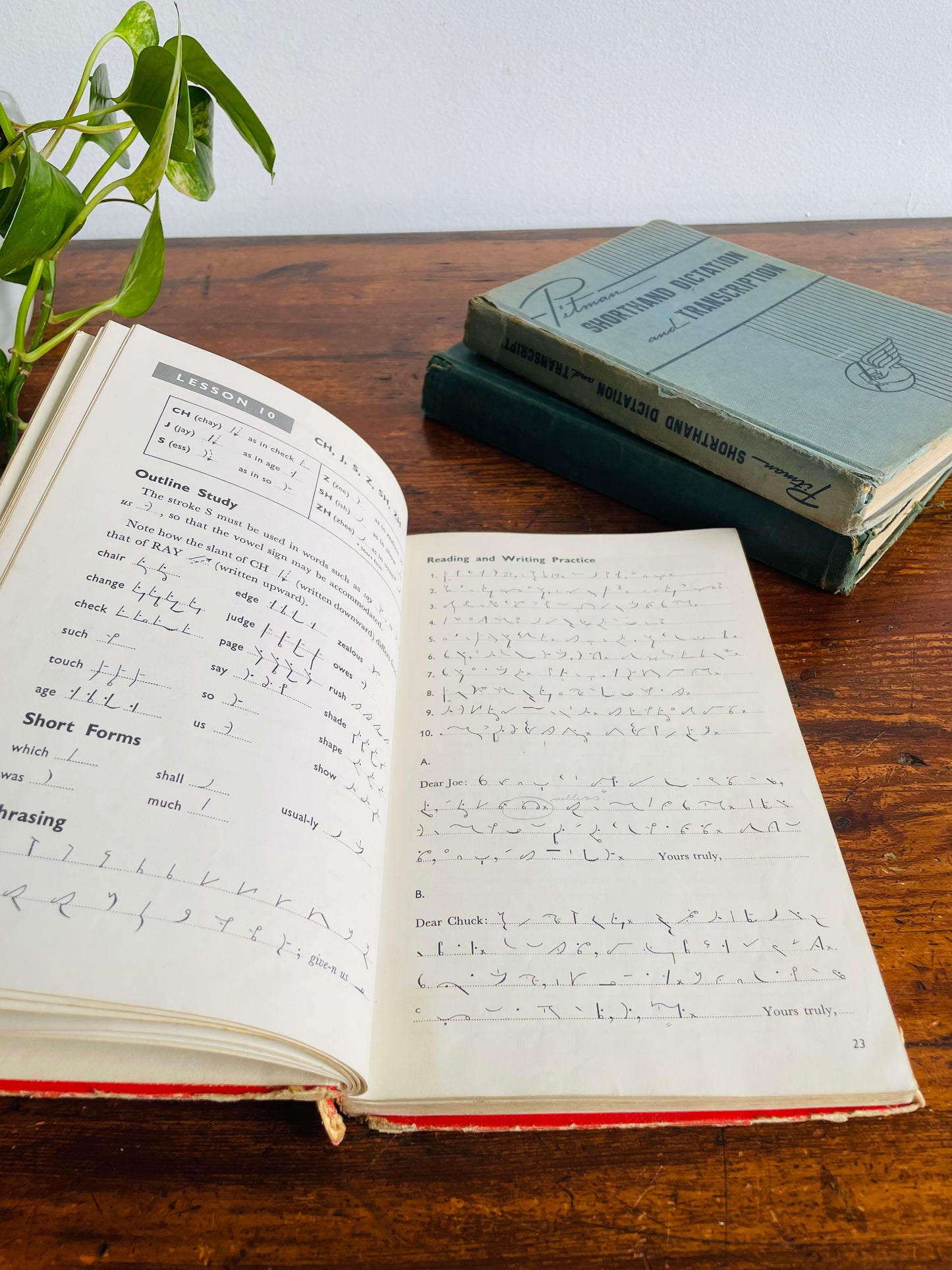 Shorthand Clothbound Hardcover Book Bundle - Set of 3 - Pitman Shorthand Dictation & Transcription, New Basic Course in Pitman Shorthand (1962), & Steps to Success in Shorthand Book II (1948)