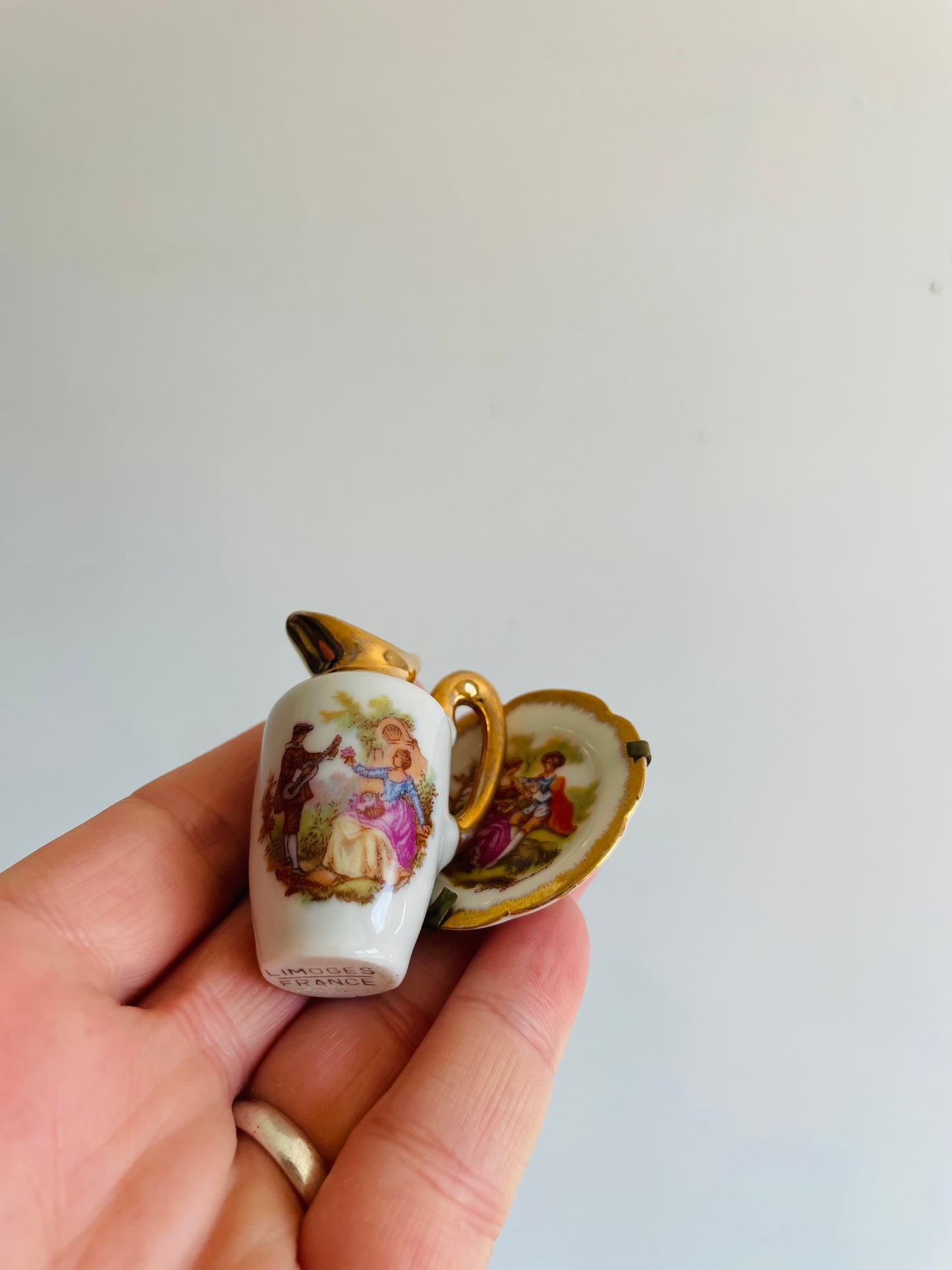 Limoges France Porcelain Dollhouse Miniatures - Pitcher & Plate