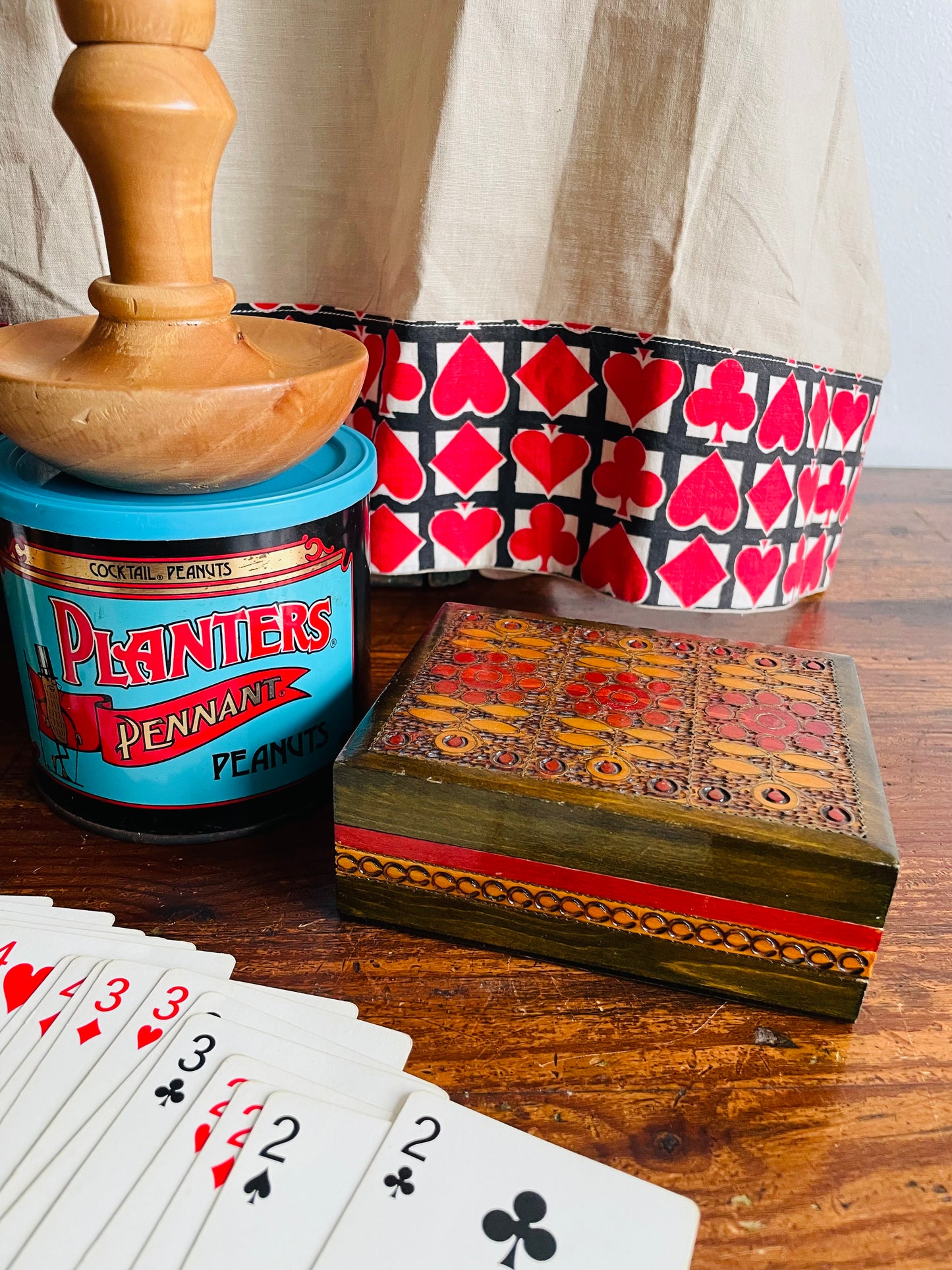 Carved Wood Trinket Box with Hinged Lid & Floral Design - Made in Poland - Great for Holding Card Decks!