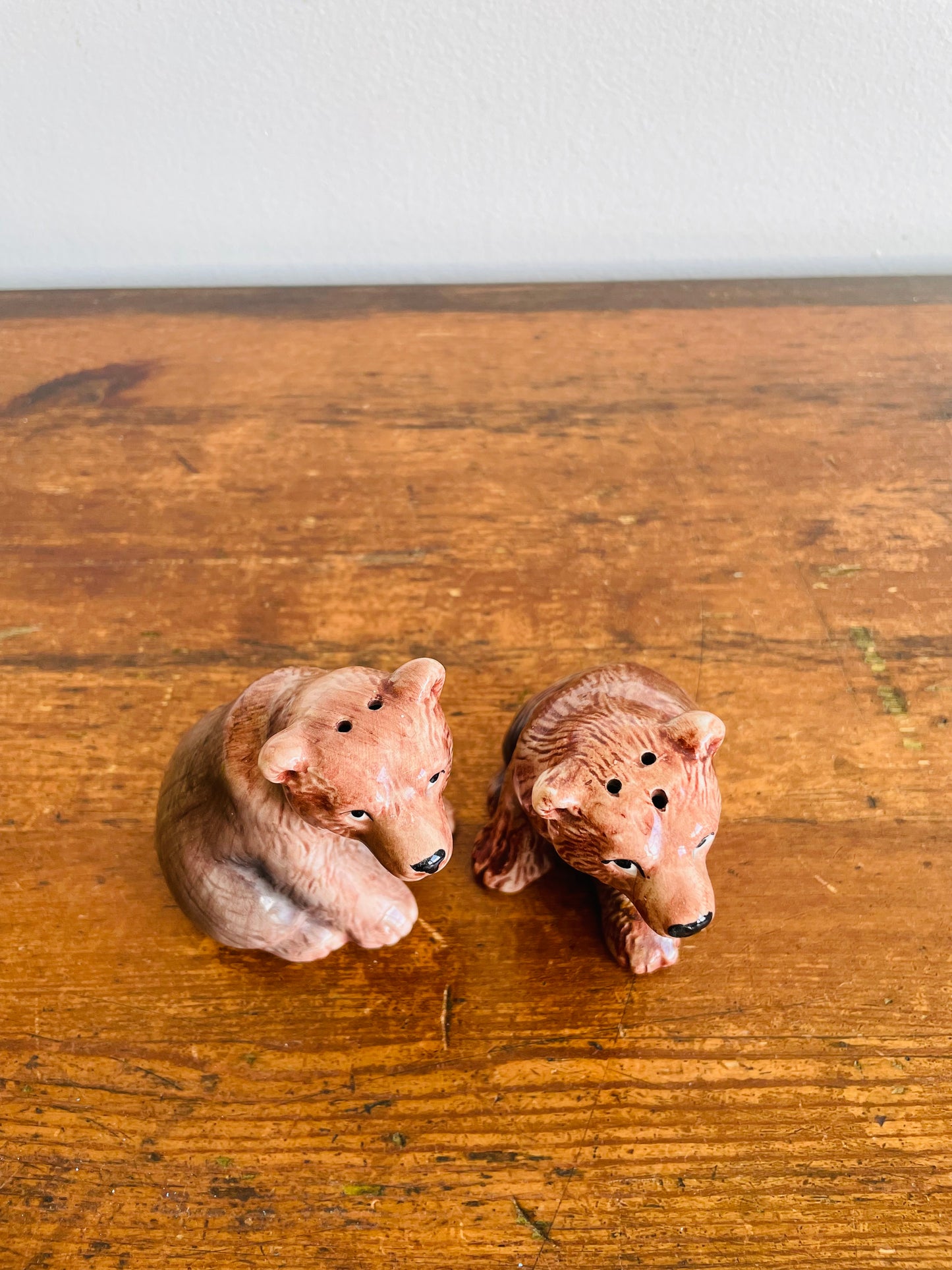 Giftcraft Taiwan Ceramic Brown Bear Salt & Pepper Shakers - Set of 2