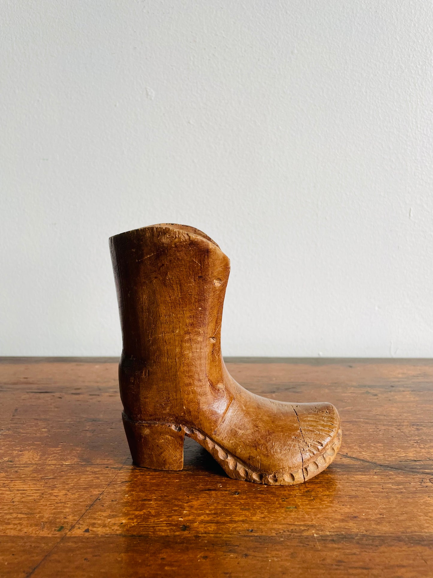 Handmade Wooden Boot Shoe - Carved From a Single Piece of Wood!