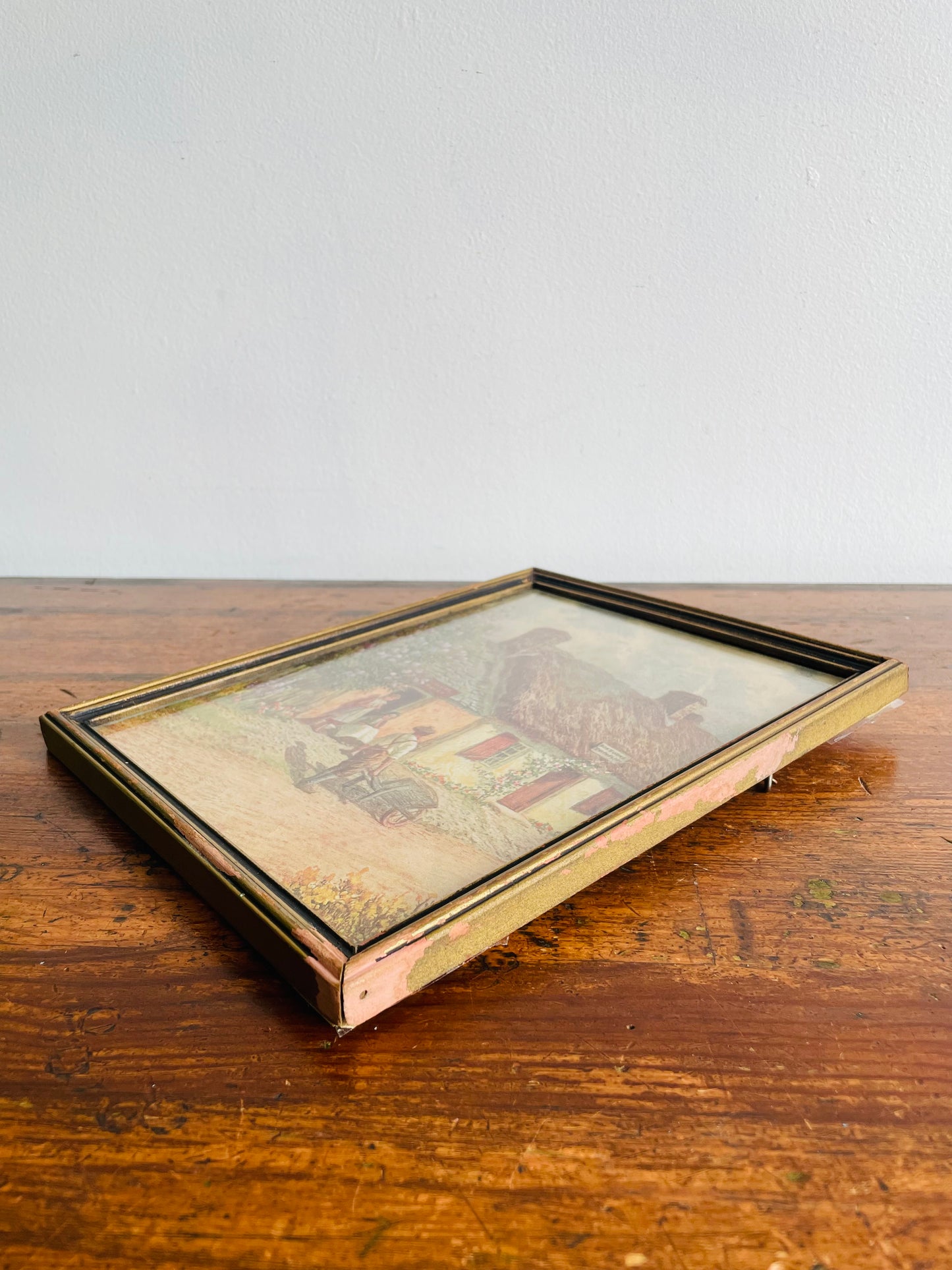 1930s Print Picture of Thatched Roof Cottage Village Scene - "Old Scotia's Shrine - The Burns"